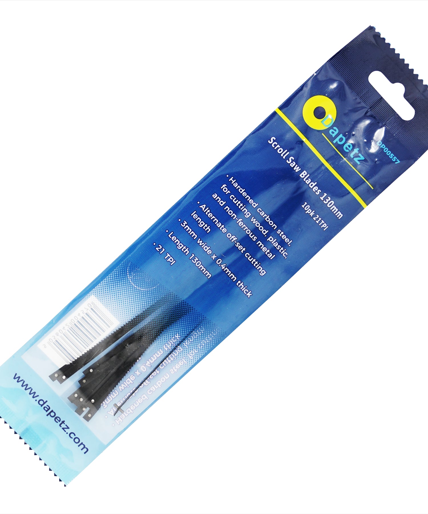 (Pack of 10) Scroll Saw Cutting Blades 21 TPI 130mm Long Pin by Dapetz