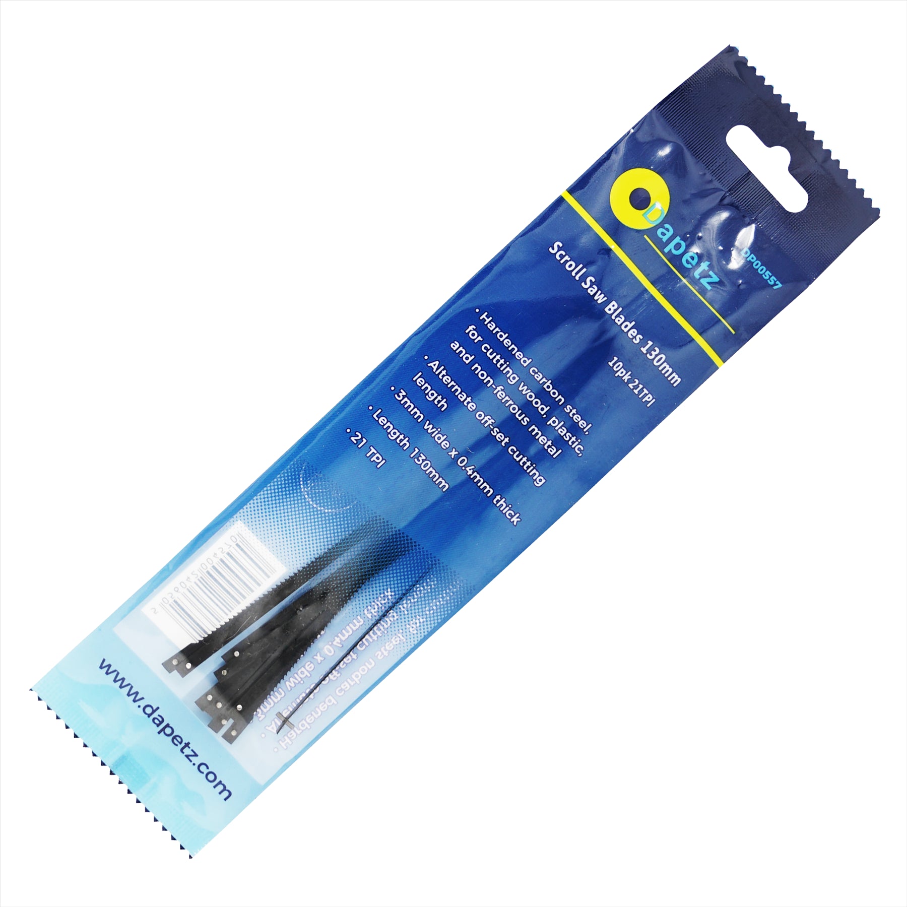 (Pack of 10) Scroll Saw Cutting Blades 21 TPI 130mm Long Pin by Dapetz