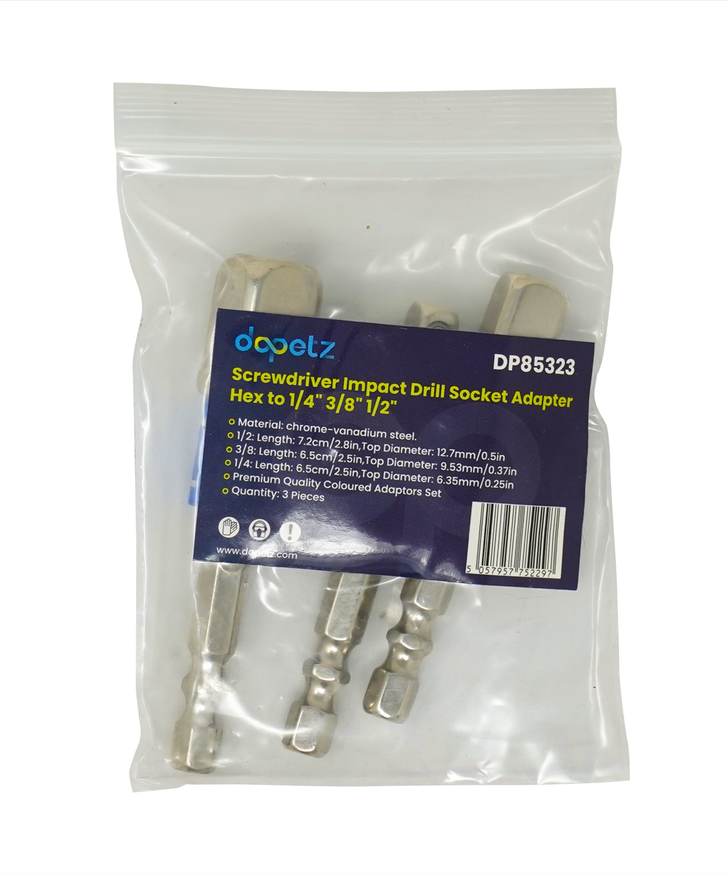 Screwdriver Impact Drill Socket Adapter Hex To 1/4" 3/8" 1/2" Inch Bit Ratchet T 3PCS By Dapetz