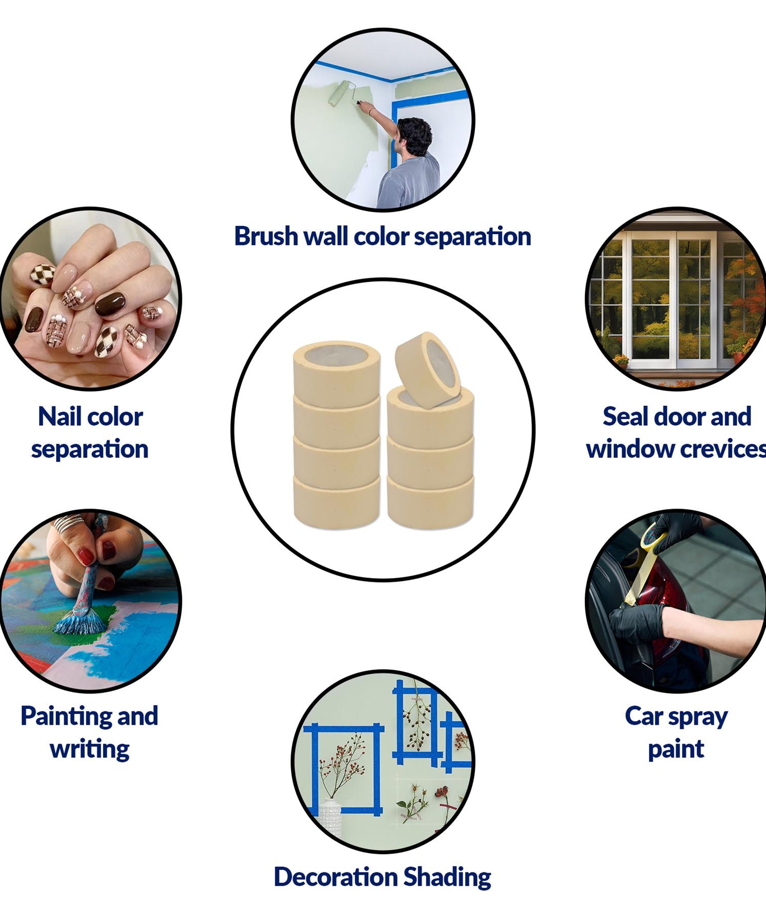 24 Rolls Masking Tape 75mmx50m Multi Purpose Paint Decorate Craft Low Tack DIY By Dapetz