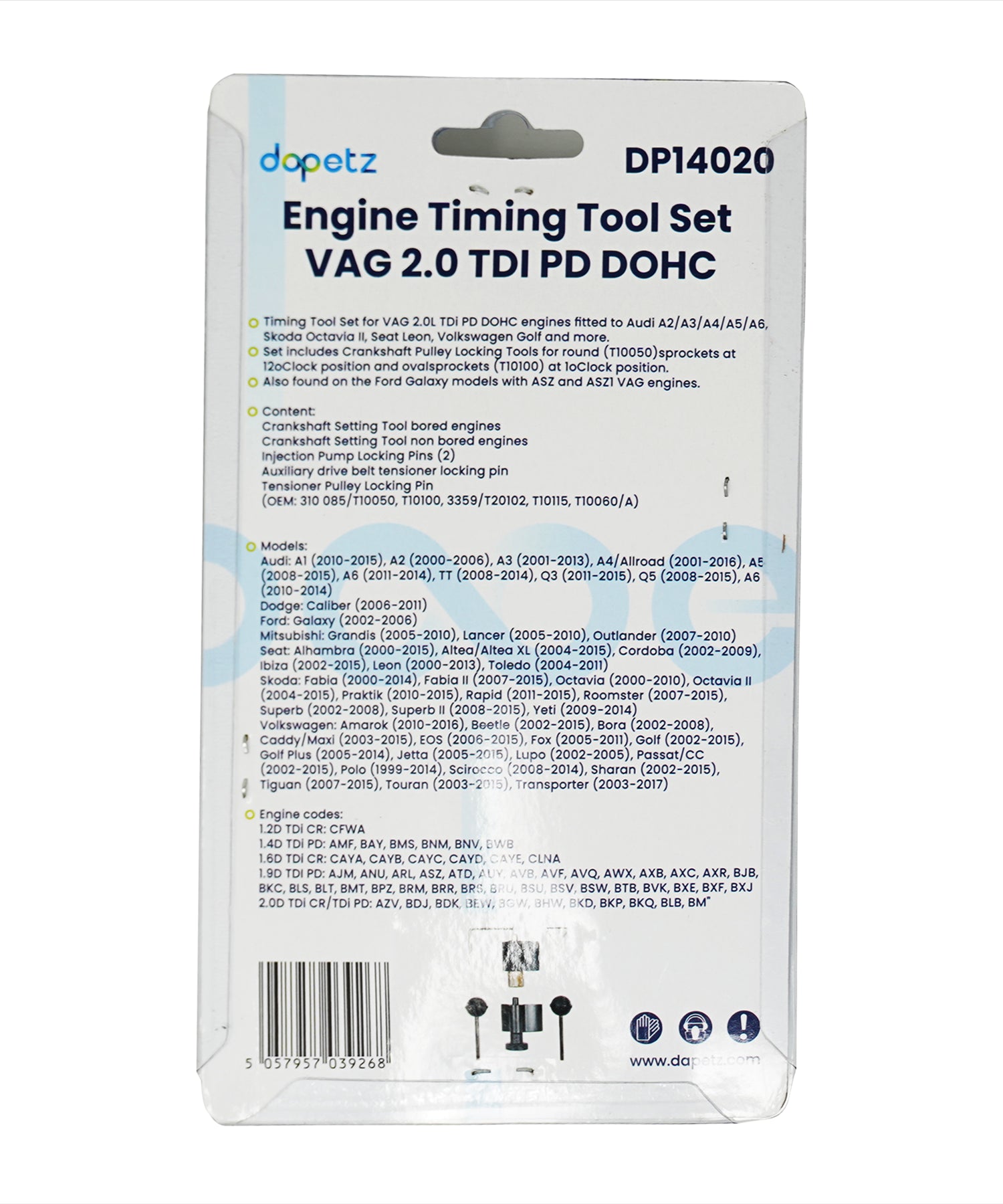 Engine Timing Tool Set VAG 2.0 TDI PD DOHC by Daptez