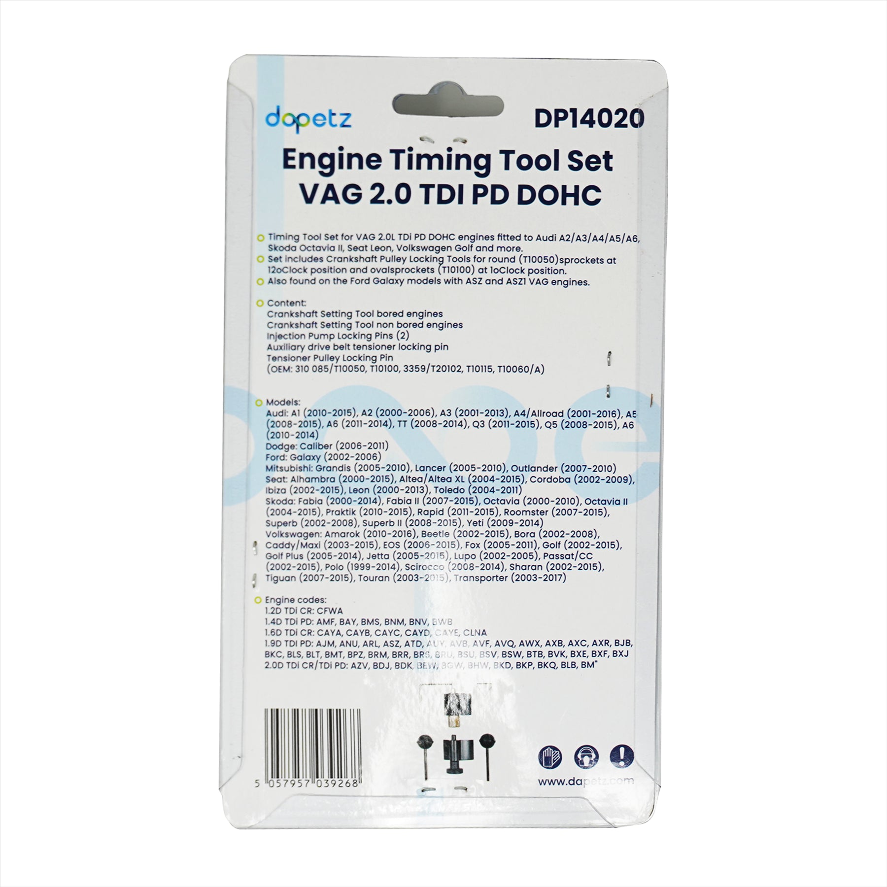 Engine Timing Tool Set VAG 2.0 TDI PD DOHC by Daptez