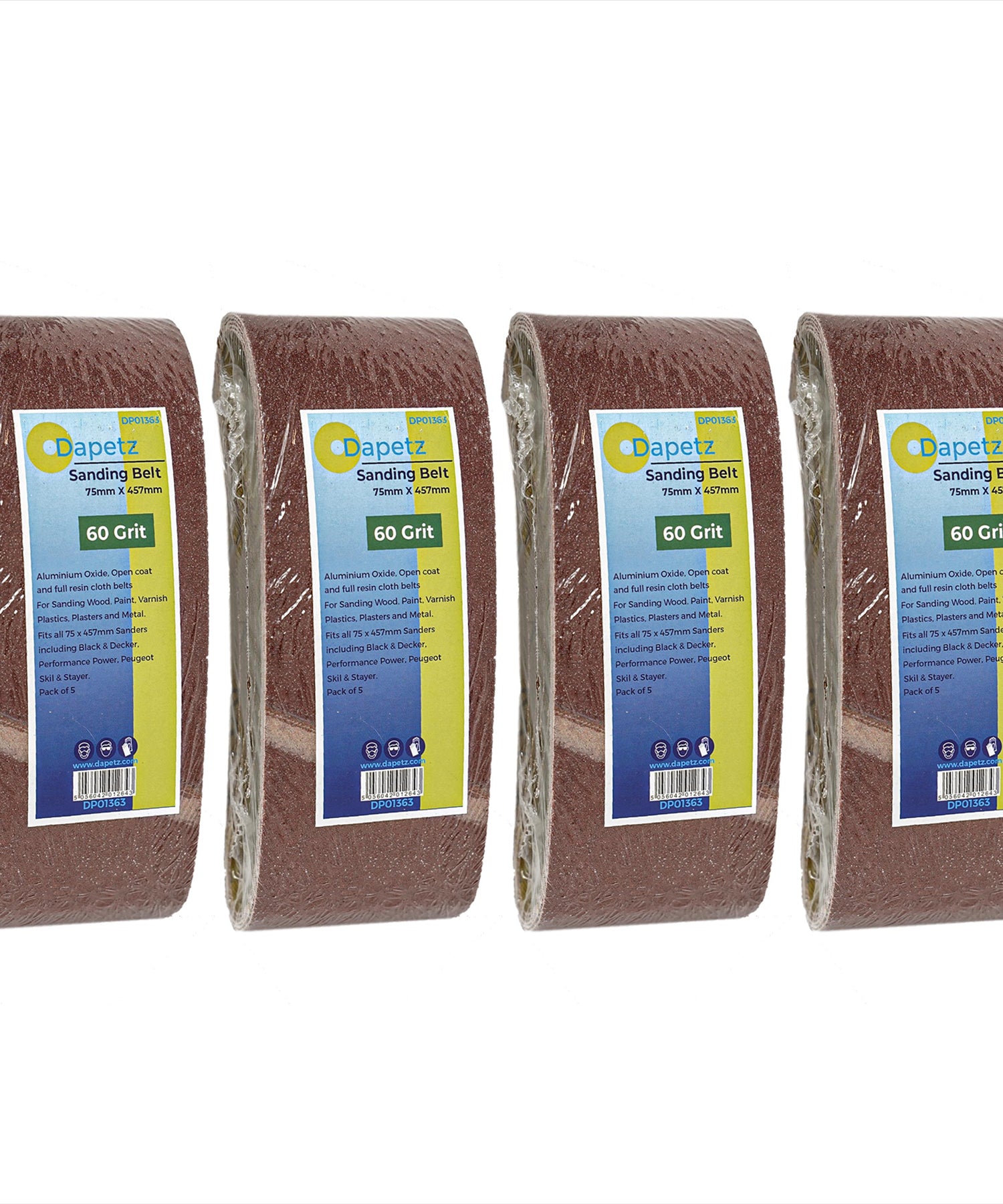 (Pack of 20) Power Tool Sander Sanding Belt 75mm X 457mm 60 Grit Coarse – Ideal for DIY Projects by Dapetz