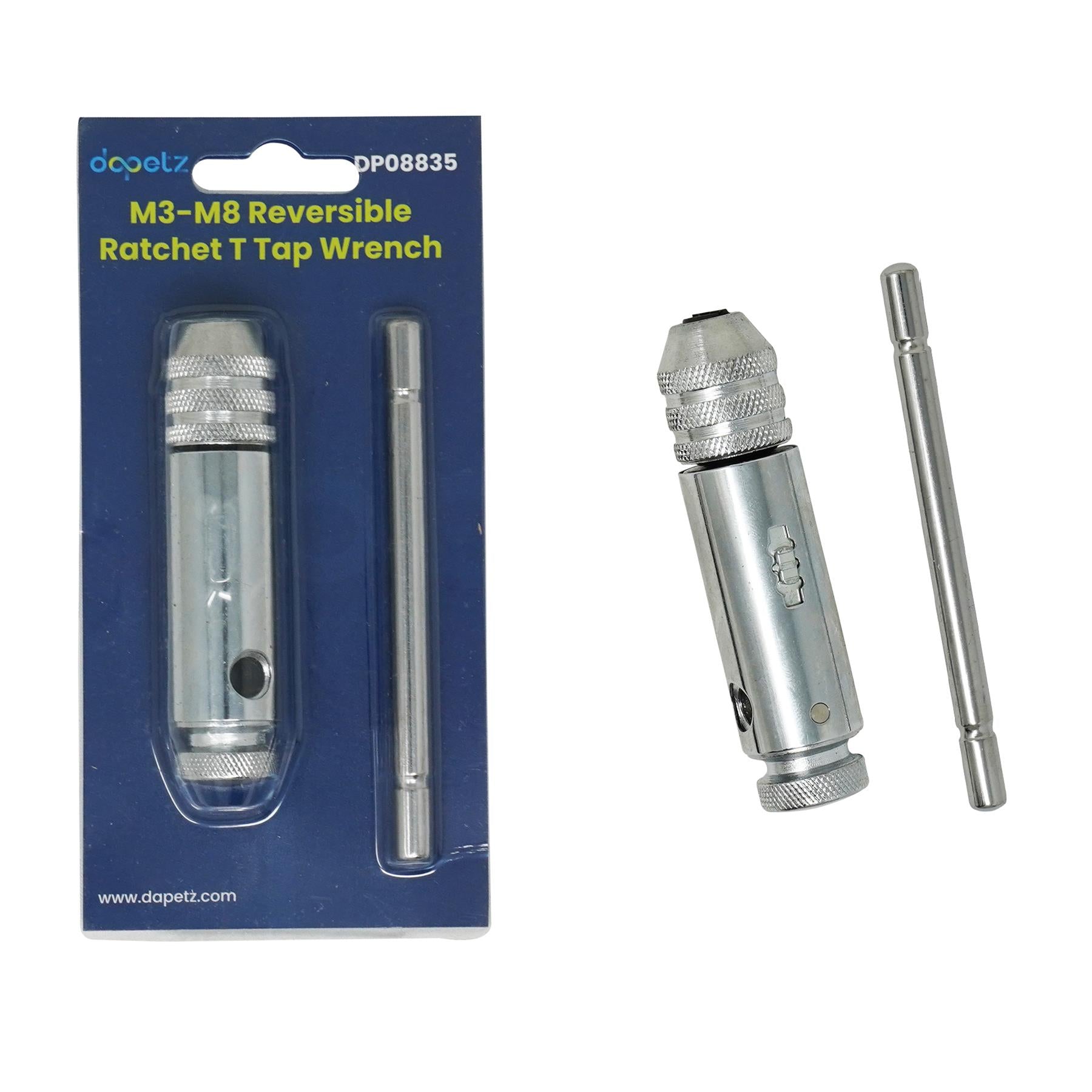 2PCS Ratchet Tap Wrench M3-m8/M5-m12 Reversible Holder T Bar Handle Tap Die Set By Dapetz
