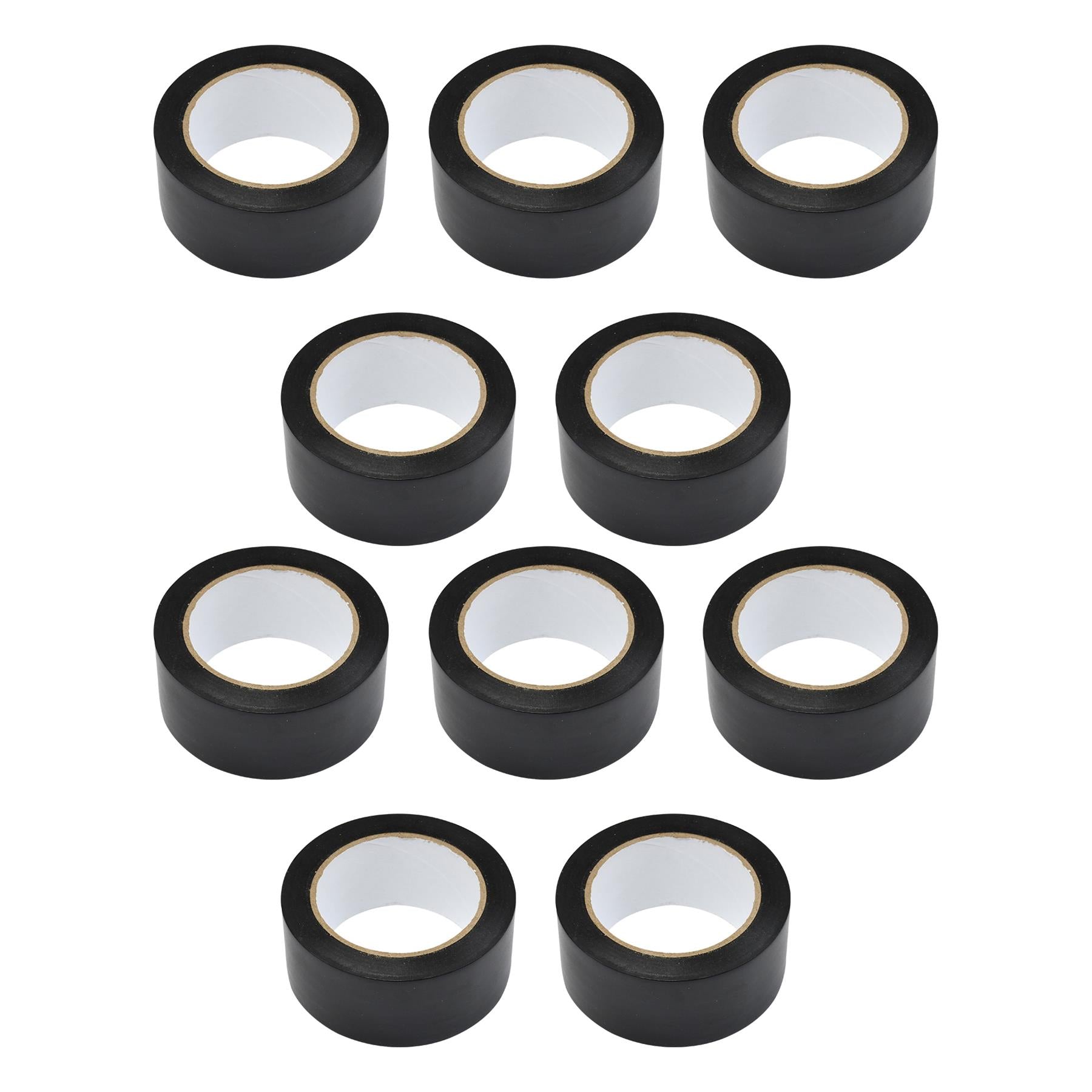 10PCS Wide Black PVC Electrical Tape 50mm x 33m Insulation Flame Retardant Long By Dapetz