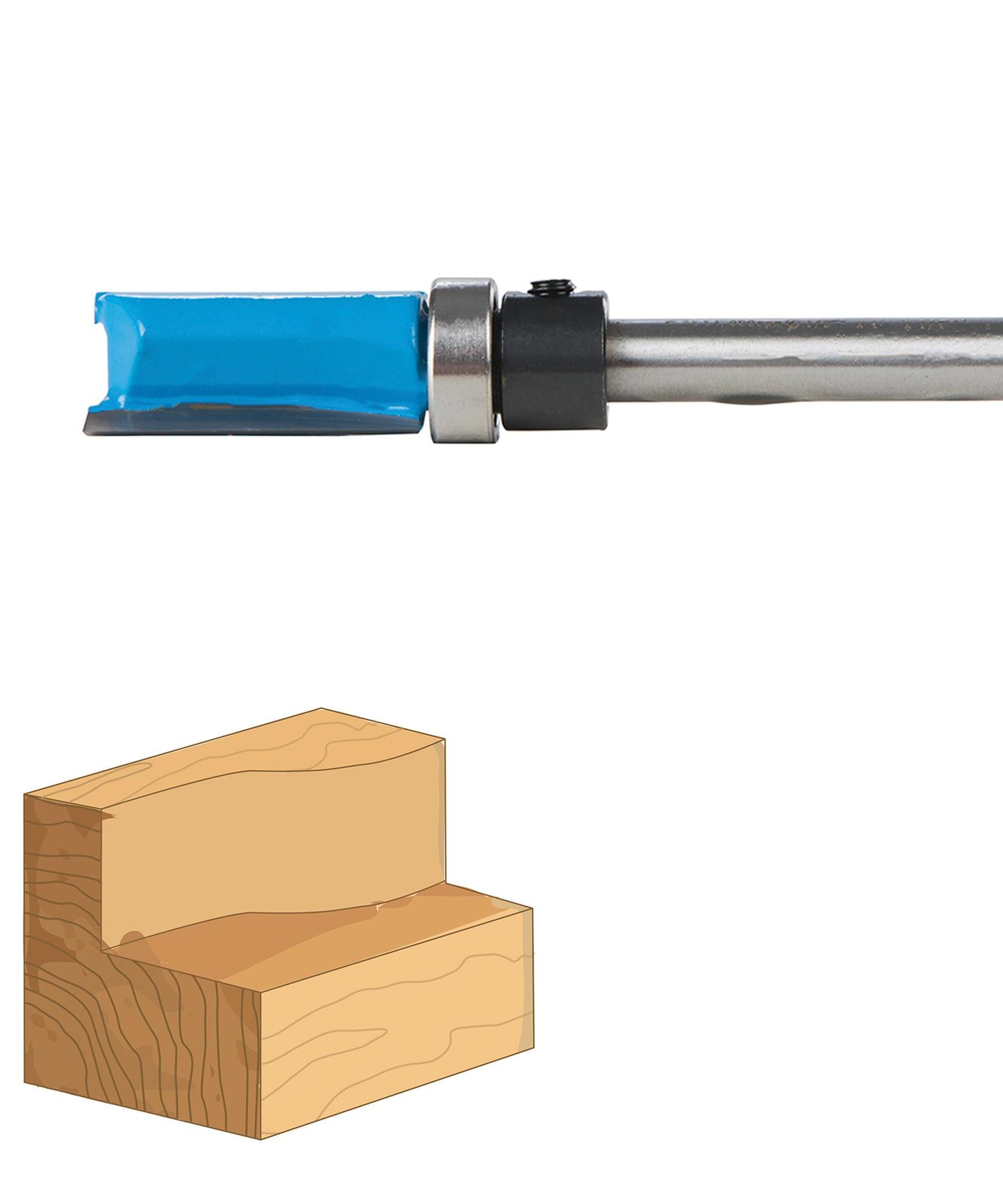 2PC Router Bit Set Template Cutter 1/4" Shank Straight Woodwork Wood Flush Trim