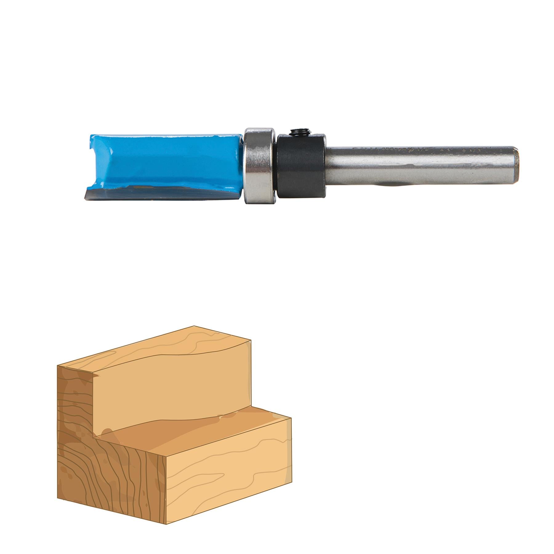 2PC Router Bit Set Template Cutter 1/4" Shank Straight Woodwork Wood Flush Trim