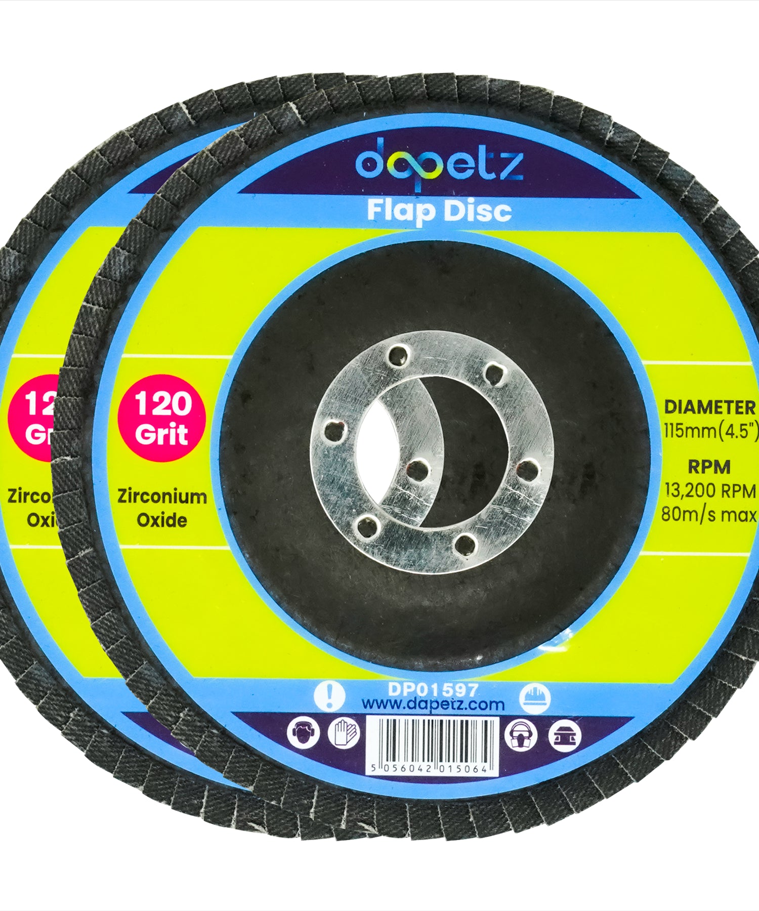 Flap Sanding Disc 4.5" 115mm 120 Grit Grinding Zirconium Oxide Wheels 2PCS By Dapetz
