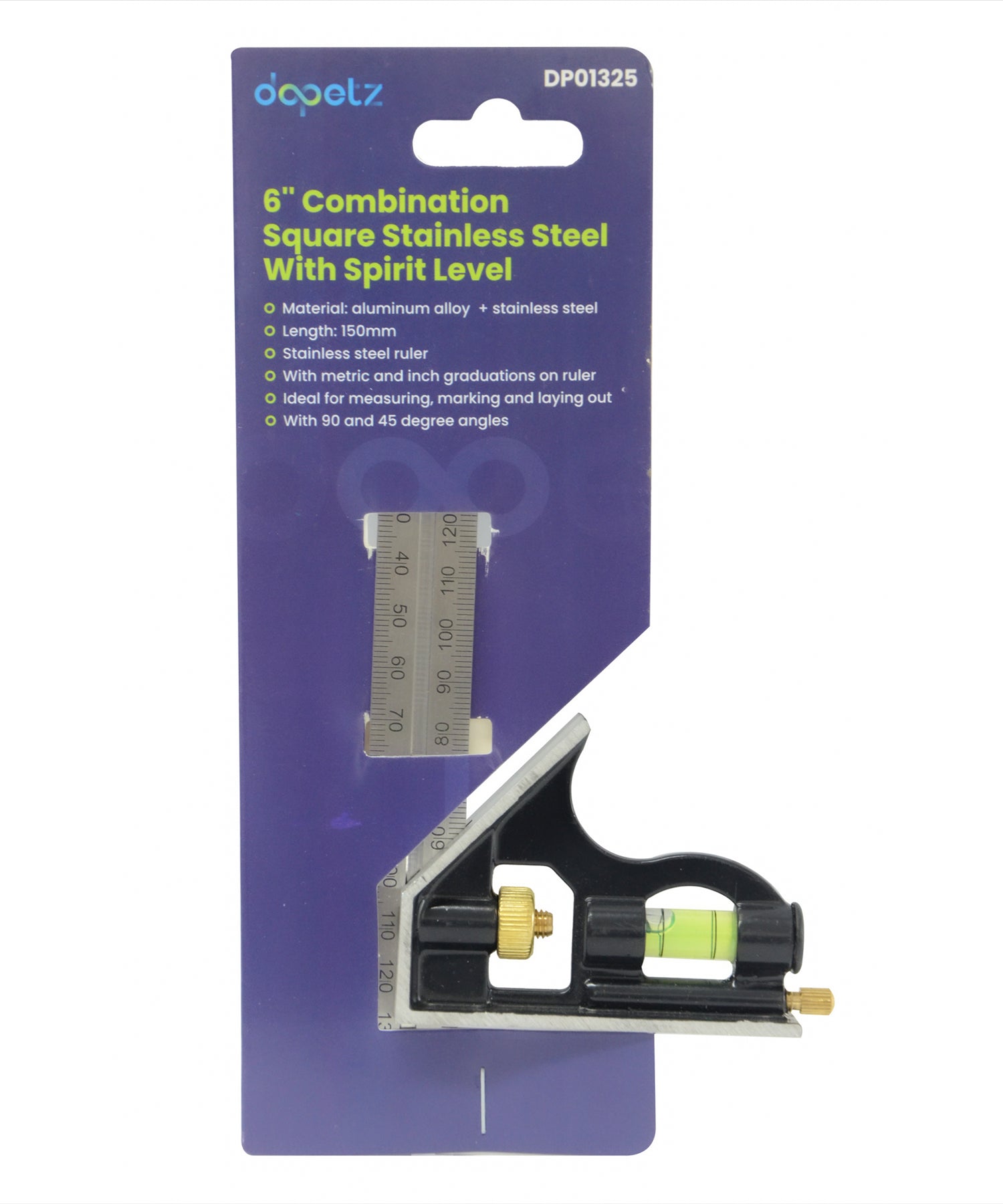 Combination Square Stainless Steel Spirit 6" Level Measuring Tool Tempered By Dapetz