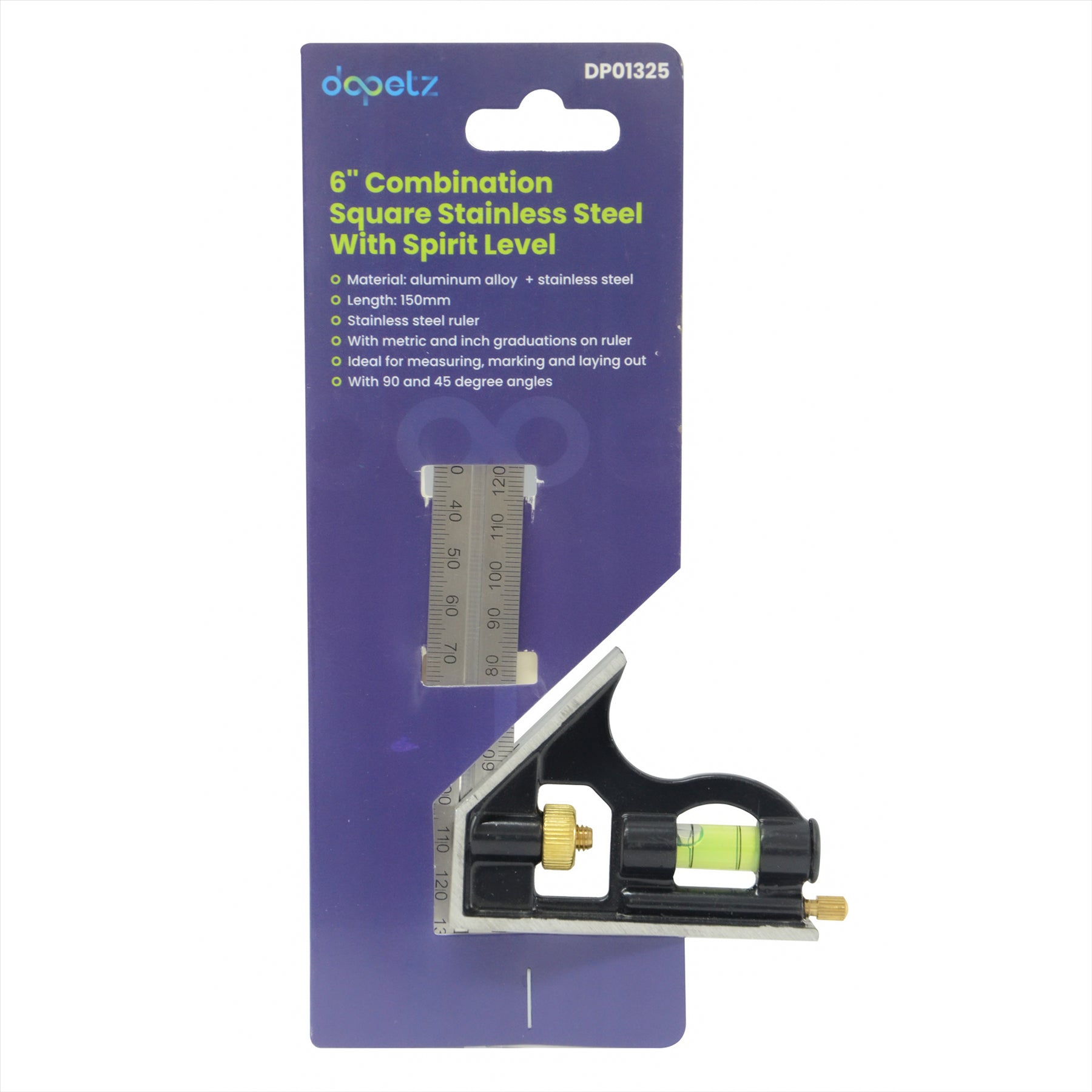 Combination Square Stainless Steel Spirit 6" Level Measuring Tool Tempered By Dapetz