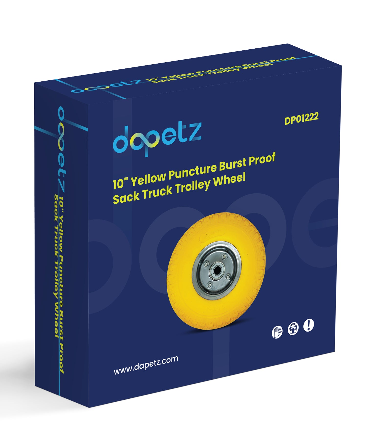 10" Yellow Puncture Burst Proof Sack Truck Trolley Wheel & Axle by Dapetz