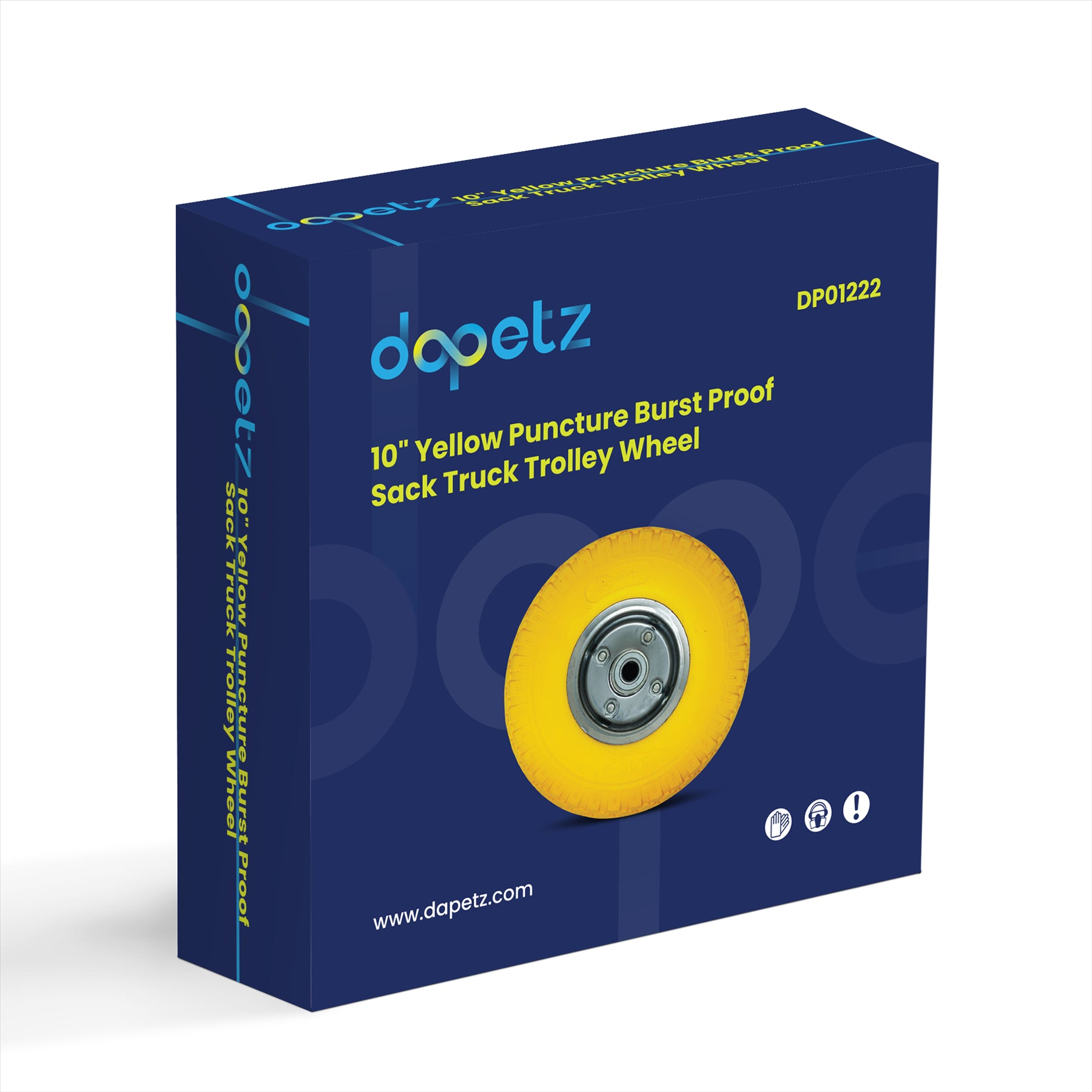 10" Yellow Puncture Burst Proof Sack Truck Trolley Wheel & Axle by Dapetz