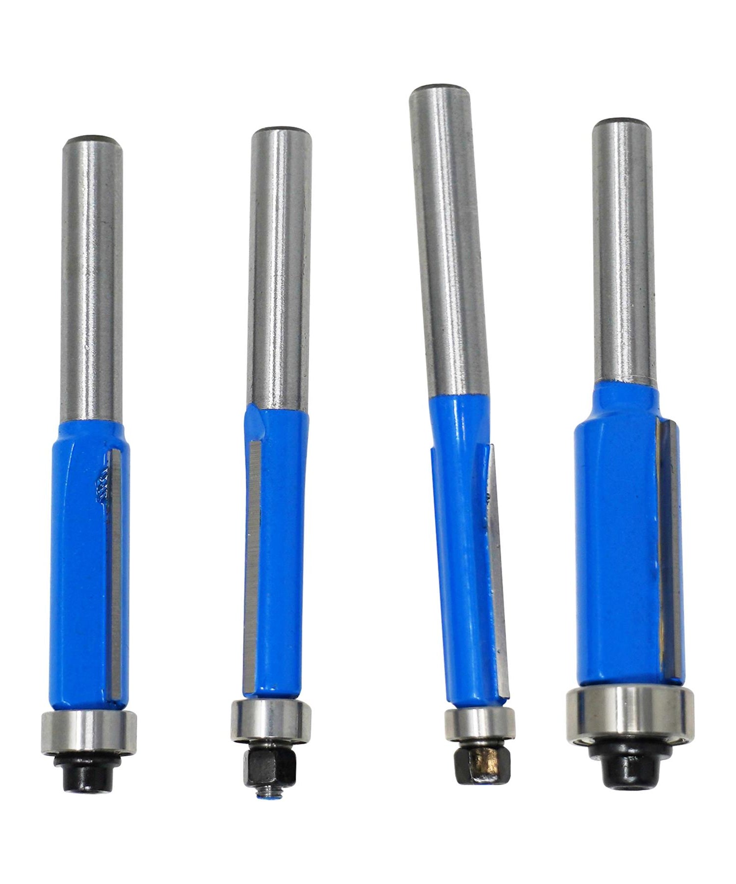 4Pc Flush Trim Router Bit Set Bottom Bearing Pattern Milling Cutter 1/4" Shank