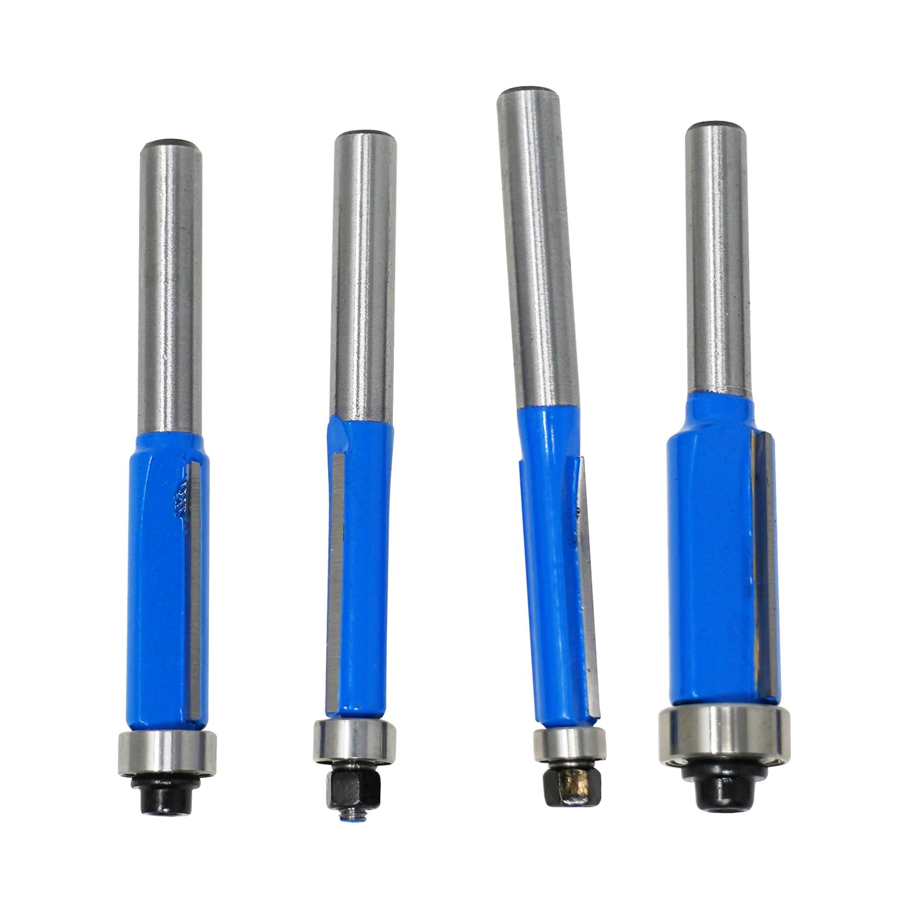 4Pc Flush Trim Router Bit Set Bottom Bearing Pattern Milling Cutter 1/4" Shank