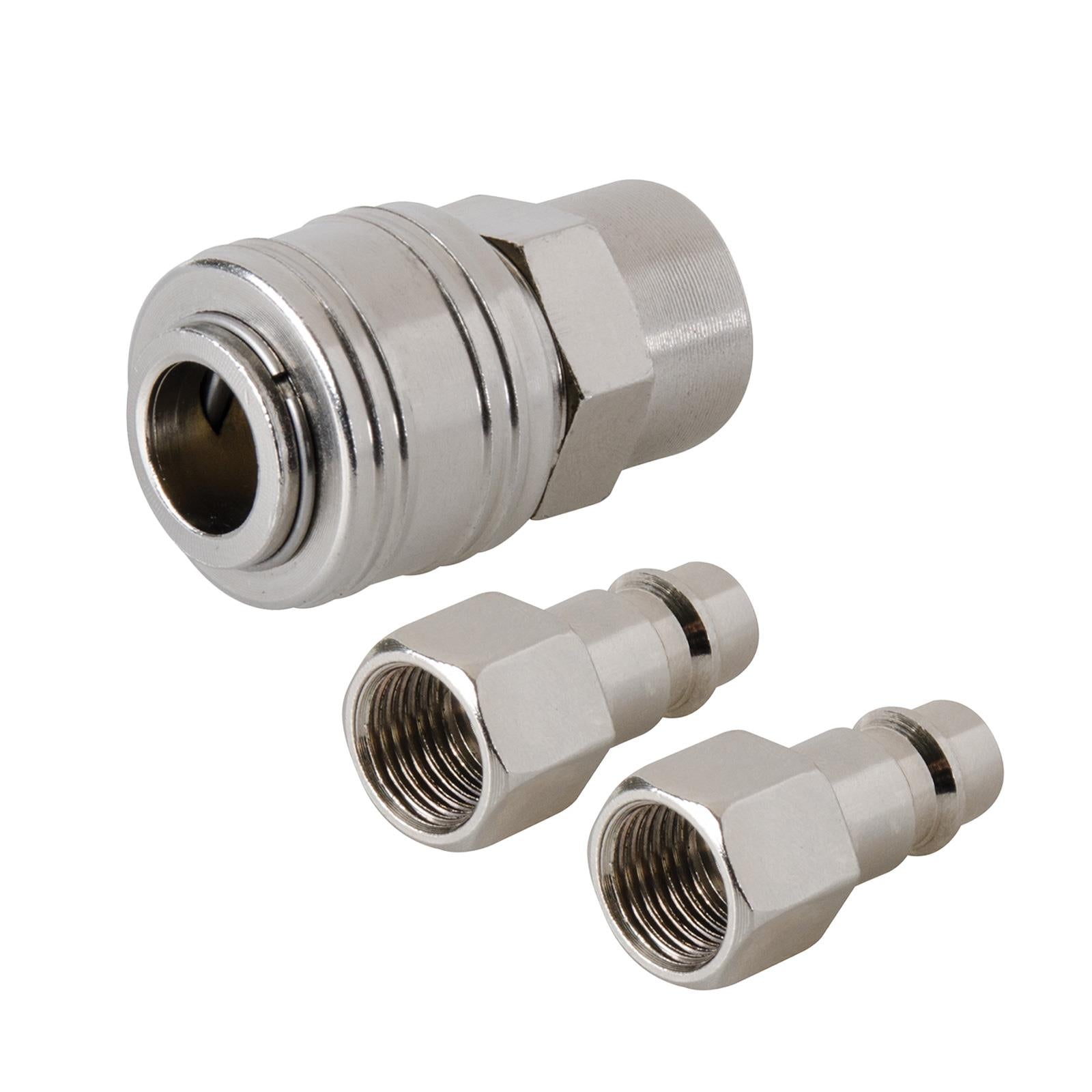 Female Euro Air Line Hose Fitting Connector Quick Release Coupler 1/4" BSP 3Pcs - Dapetz