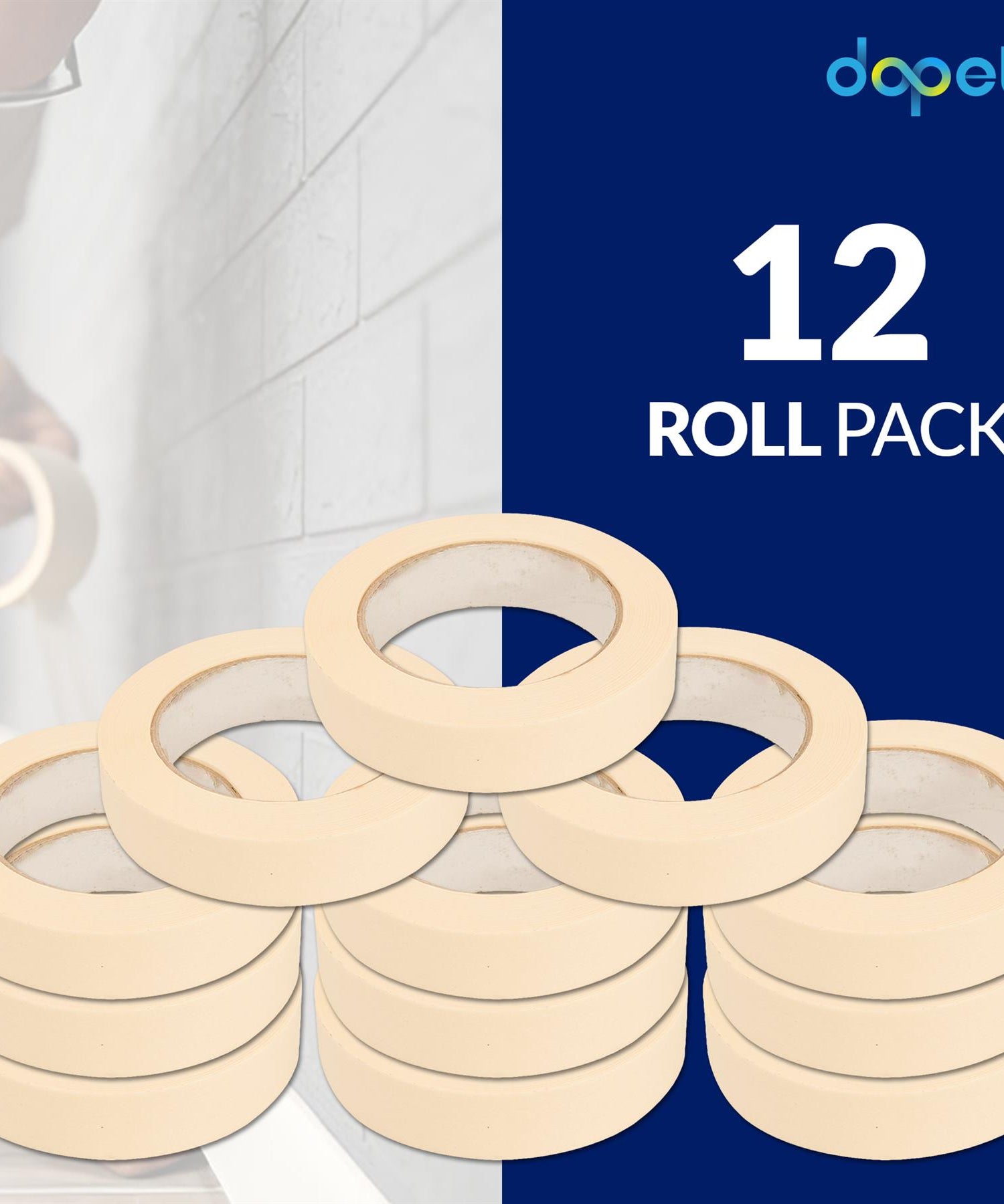 12PCS Masking Tape 25mm x 50m Professional Painting Automotive Auto Car White By Dapetz