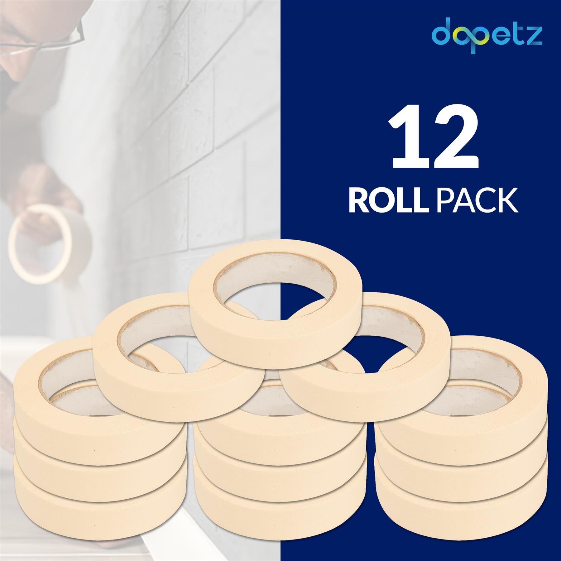 12PCS Masking Tape 25mm x 50m Professional Painting Automotive Auto Car White By Dapetz