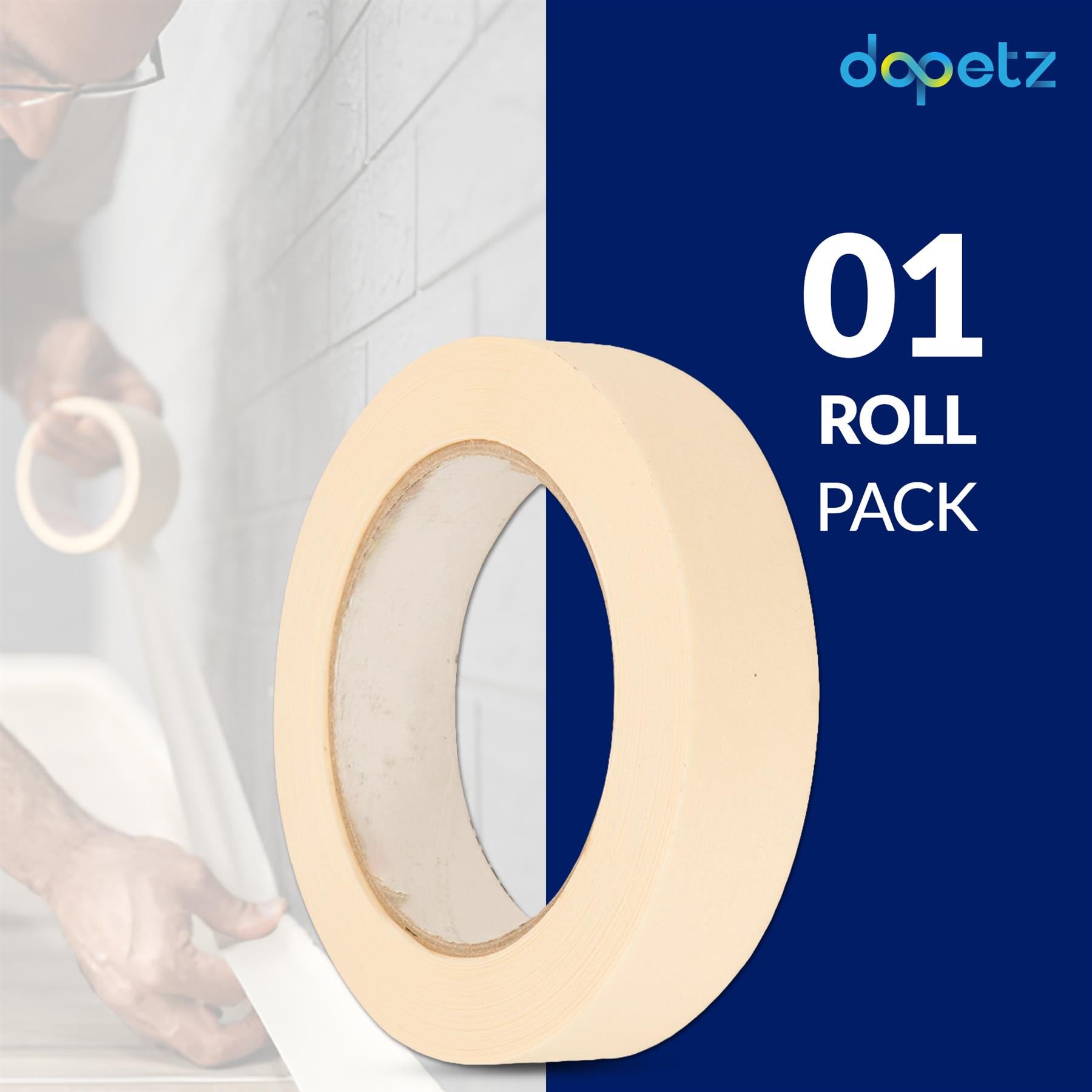 Masking Tape 25mm x 40m Crepe Paper Easy Tear For DIY Painting Decorating White