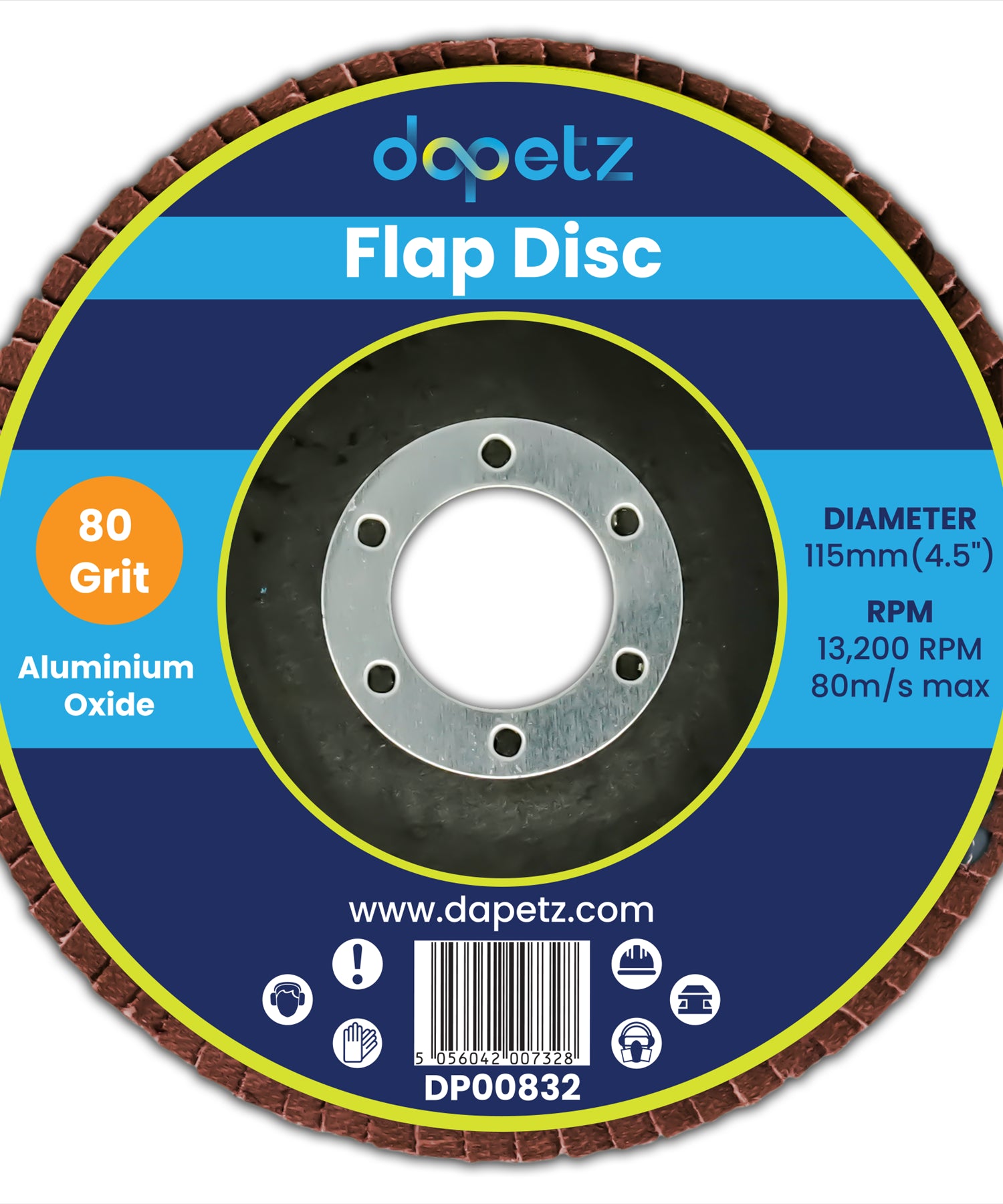 Angle Grinder Aluminium Oxide FLAP DISCS Grinding Wheel 115mm 4.5'' 80 Grit 50 PC By Dapetz