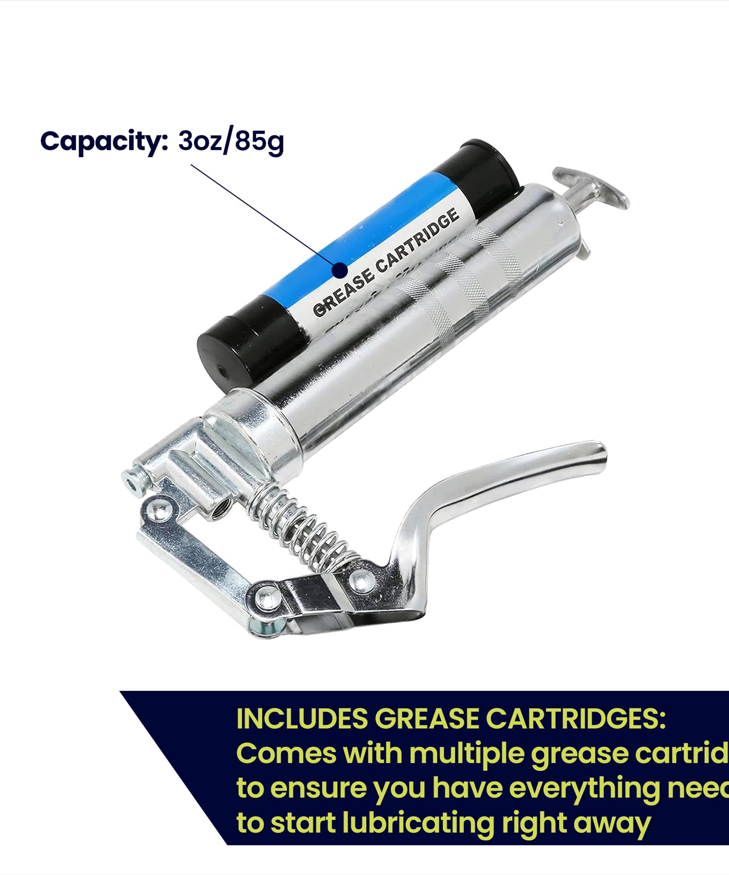 Manual Grease Gun Lever Pistol Grip 120cc Cartridge Type Flexi Hose By Dapetz