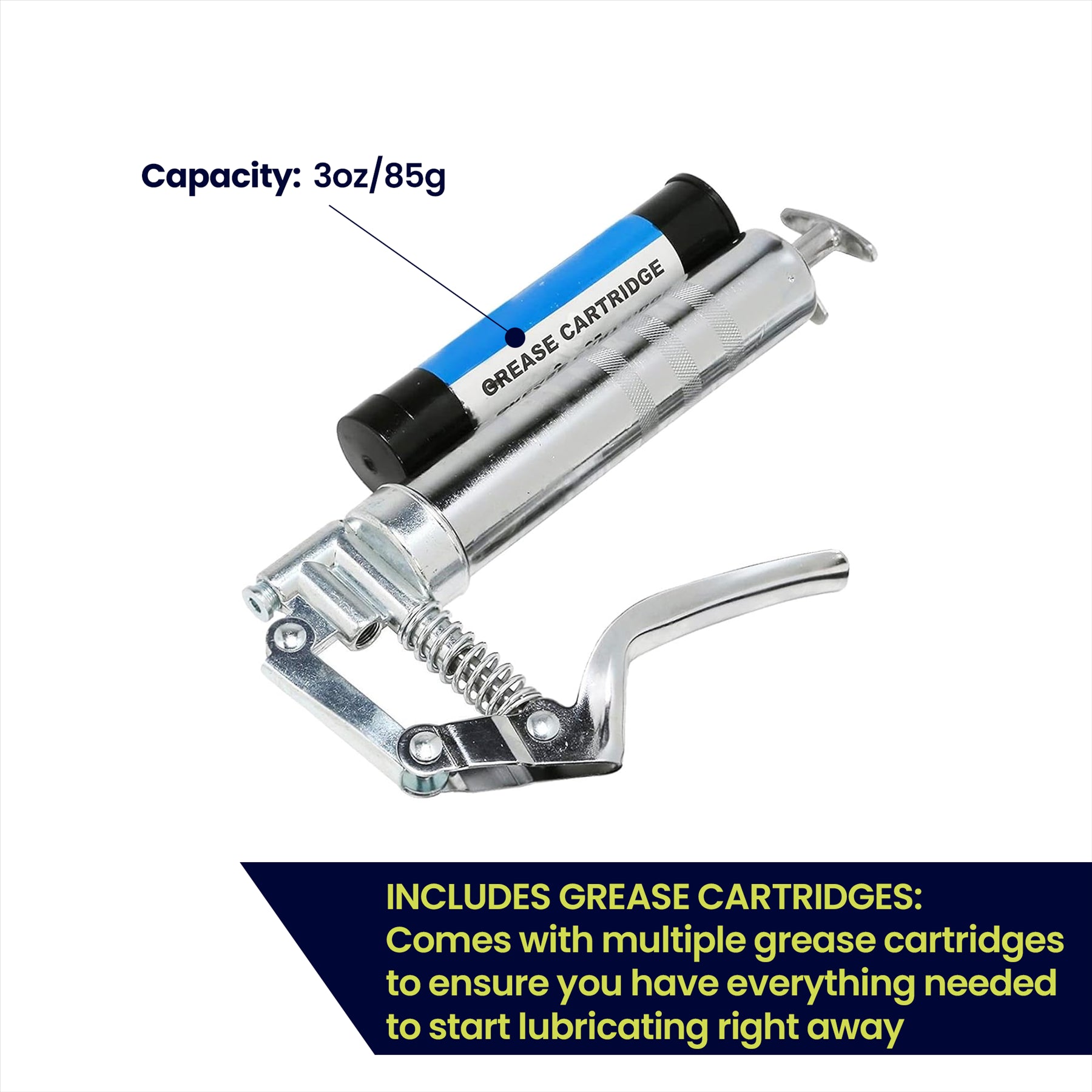 Manual Grease Gun Lever Pistol Grip 120cc Cartridge Type Flexi Hose By Dapetz