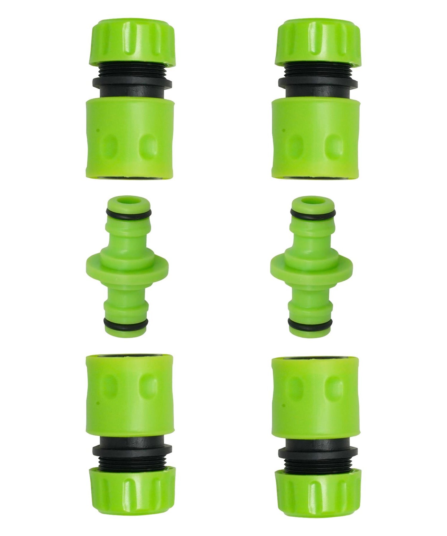 Garden Hose Fitting Set 1/2" – 2X 2-Way Male Connector + 4X Female Hose Connector By Dapetz