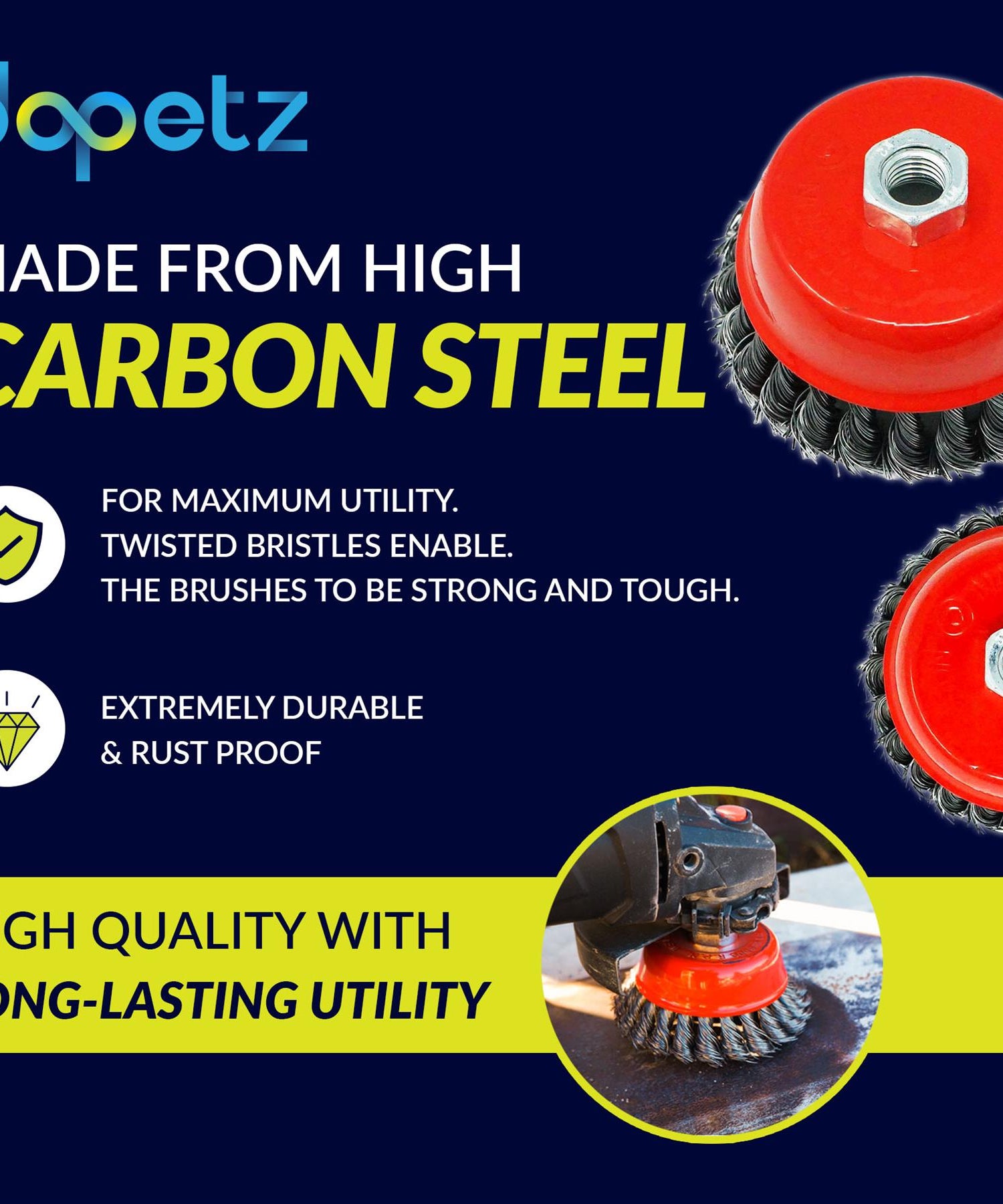 4PCs Twist Knot Semi Flat Wire Wheel Cup Brush Set Kit For 115mm Angle Grinder By Dapetz