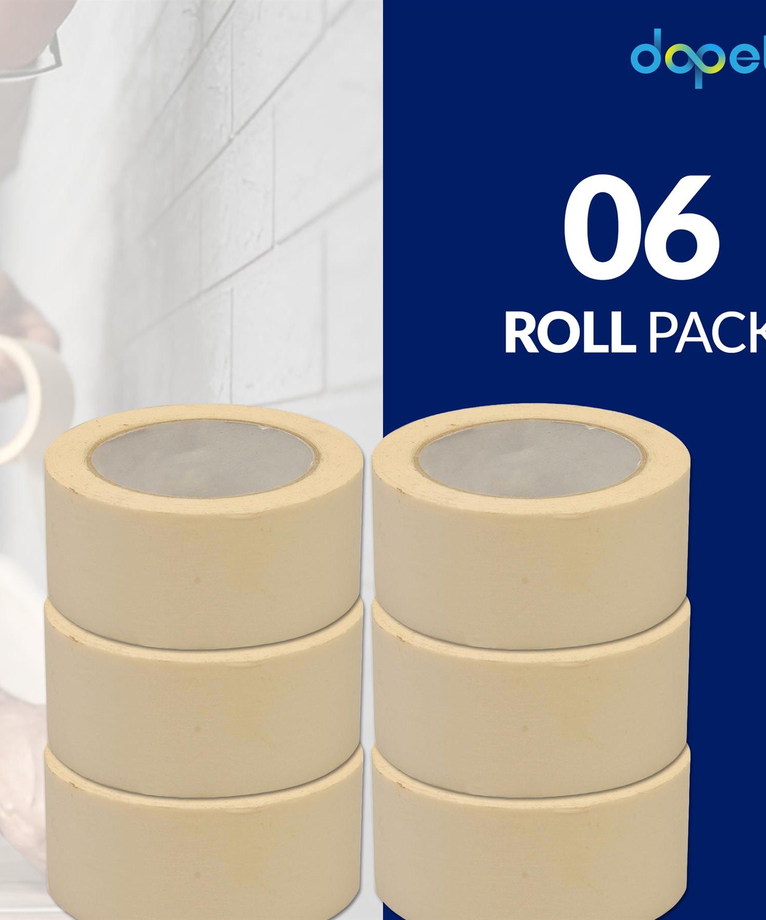 6 Rolls Normal Masking Tape Indoor Outdoor DIY Painting Decorating  50m x 50mm By Dapetz