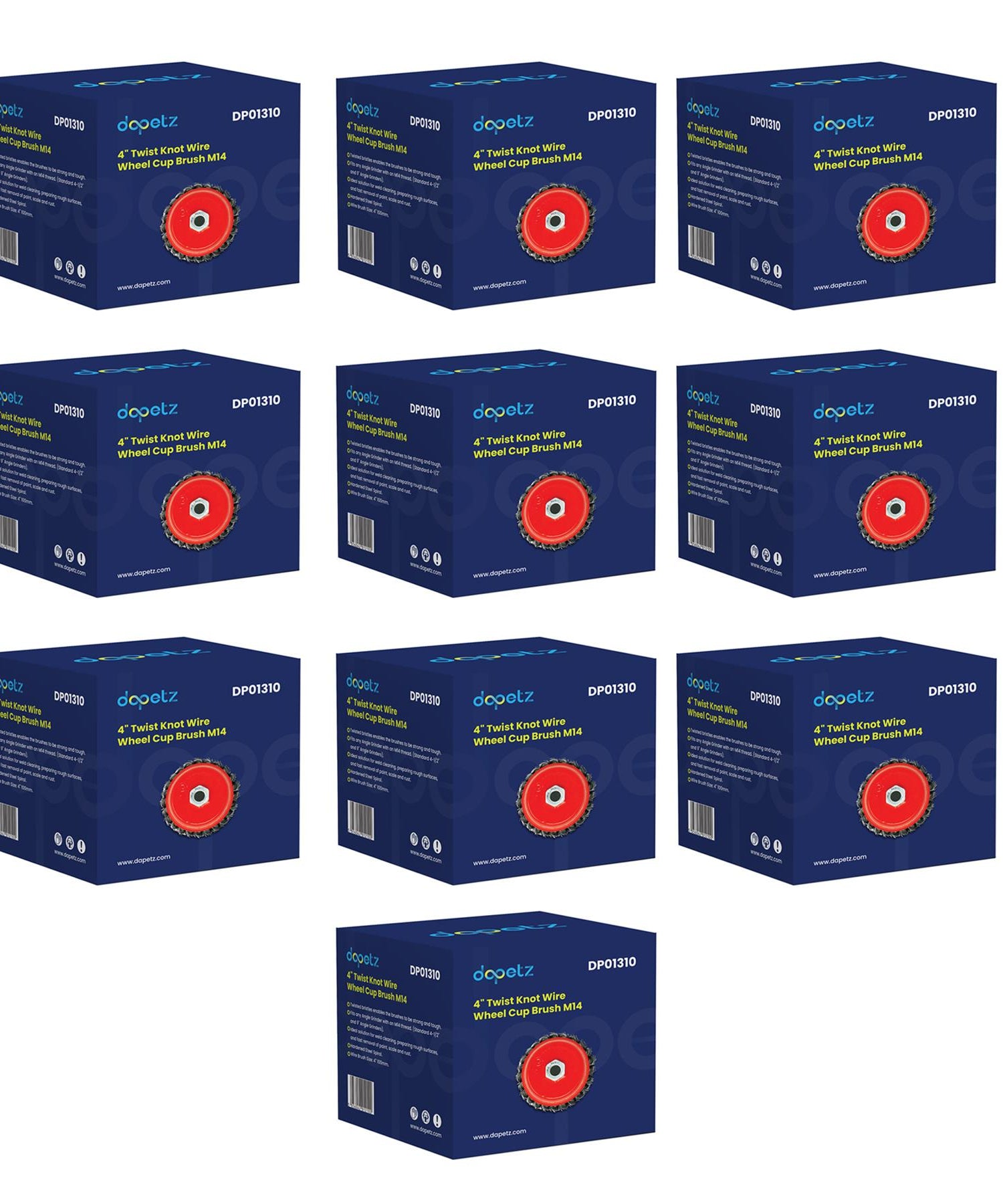 Twist Knot Wire Wheel Cup Brush 4" M14 for 4 1/2" 110mm Angle Grinder 10 Pack By Dapetz