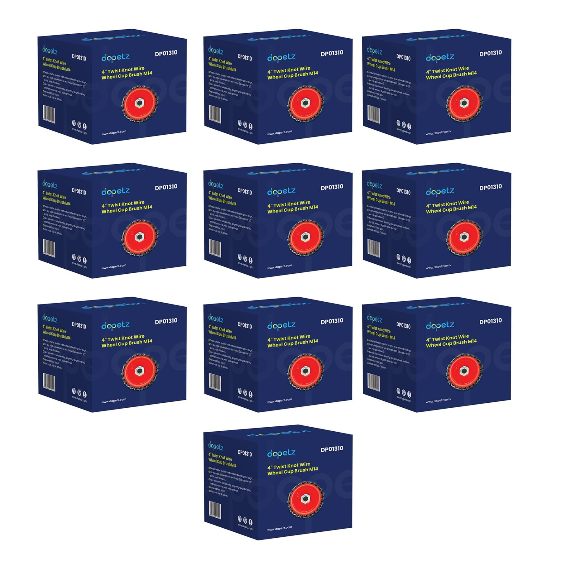 Twist Knot Wire Wheel Cup Brush 4" M14 for 4 1/2" 110mm Angle Grinder 10 Pack By Dapetz