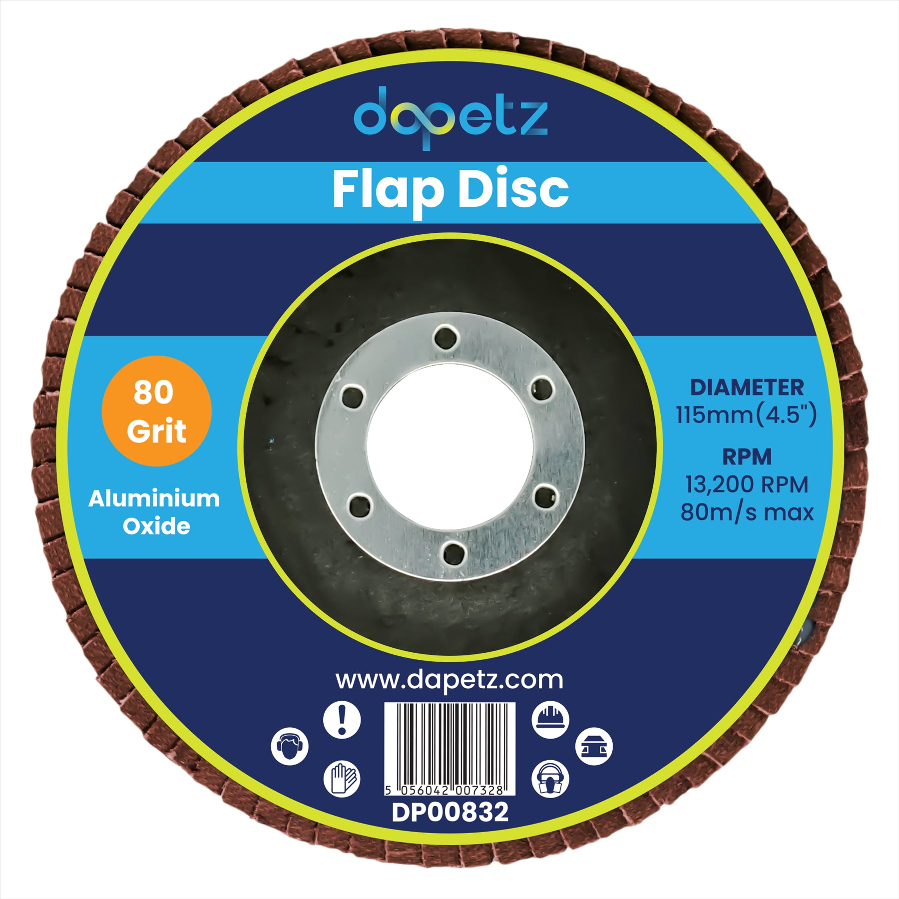 (Pack of 1) Flap Grinding Sanding Wheels 115mm 4.5" 80 and 120 Grit by Dapetz