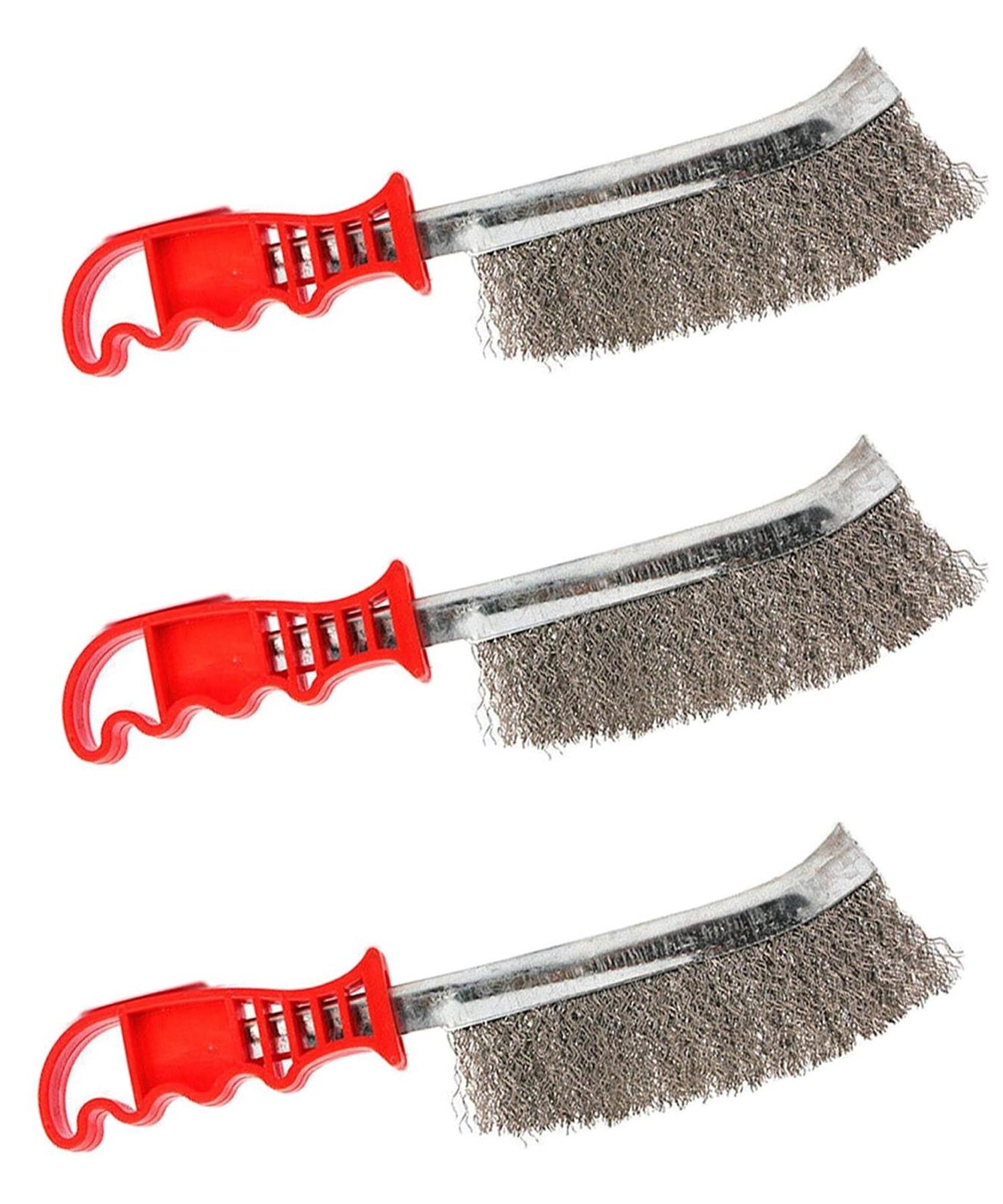 (Pack of 3) Heavy Duty Spid Wire Hand Brush | Stainless Steel Bristles for Rust Removal by Dapetz