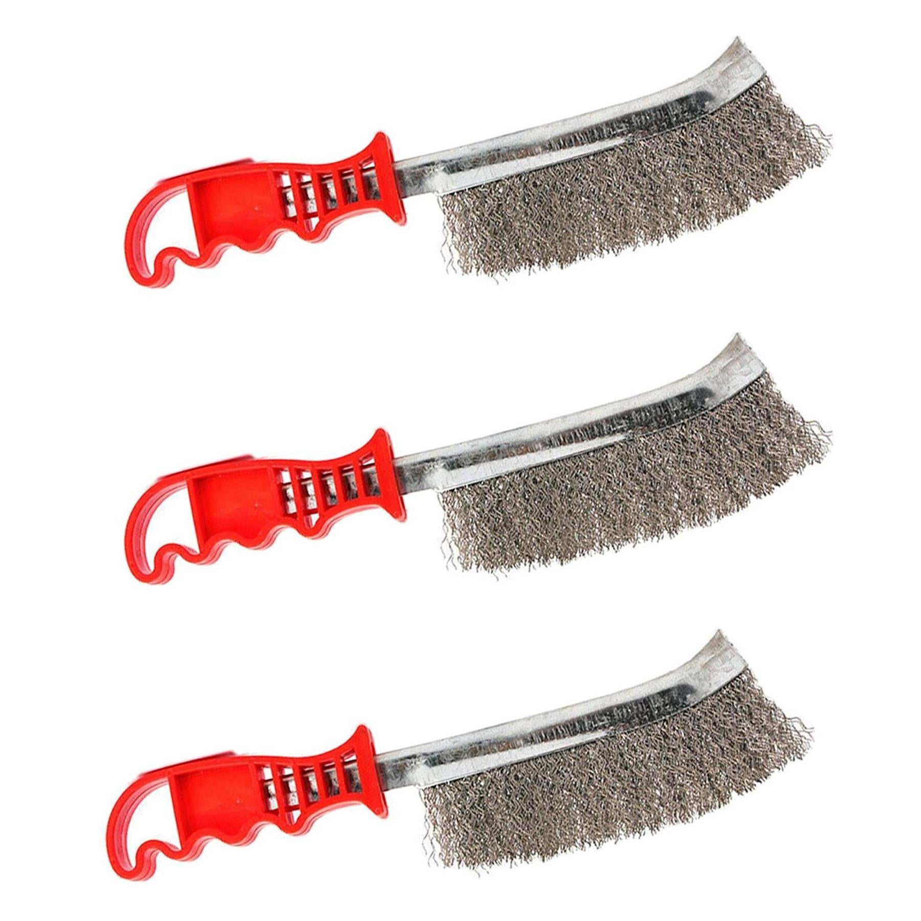 (Pack of 3) Heavy Duty Spid Wire Hand Brush | Stainless Steel Bristles for Rust Removal by Dapetz