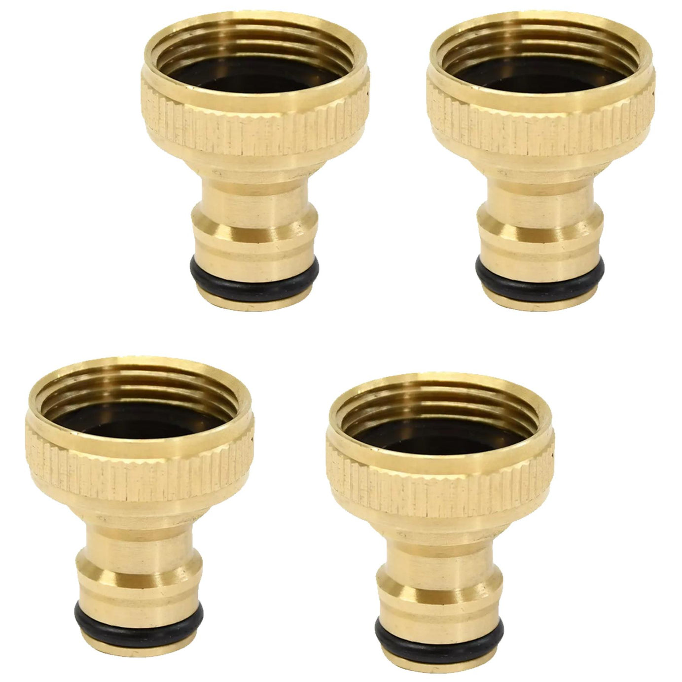 4x Brass Hose Tap Connector 3/4" Threaded Garden Water Pipe Adaptor Fitting By Dapetz