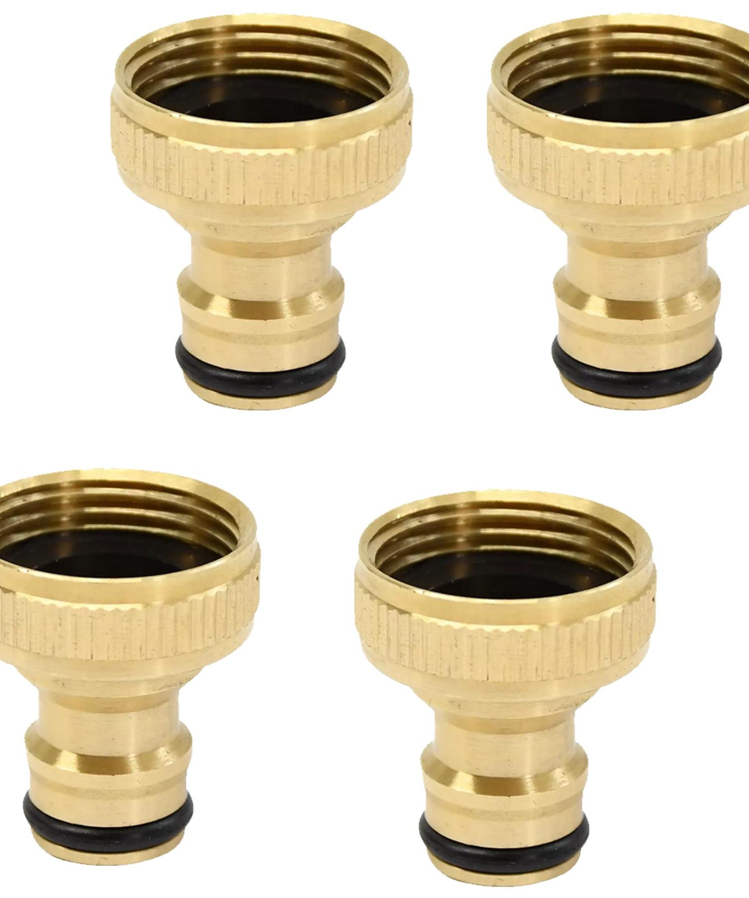 4x Brass Hose Tap Connector 3/4" Threaded Garden Water Pipe Adaptor Fitting By Dapetz