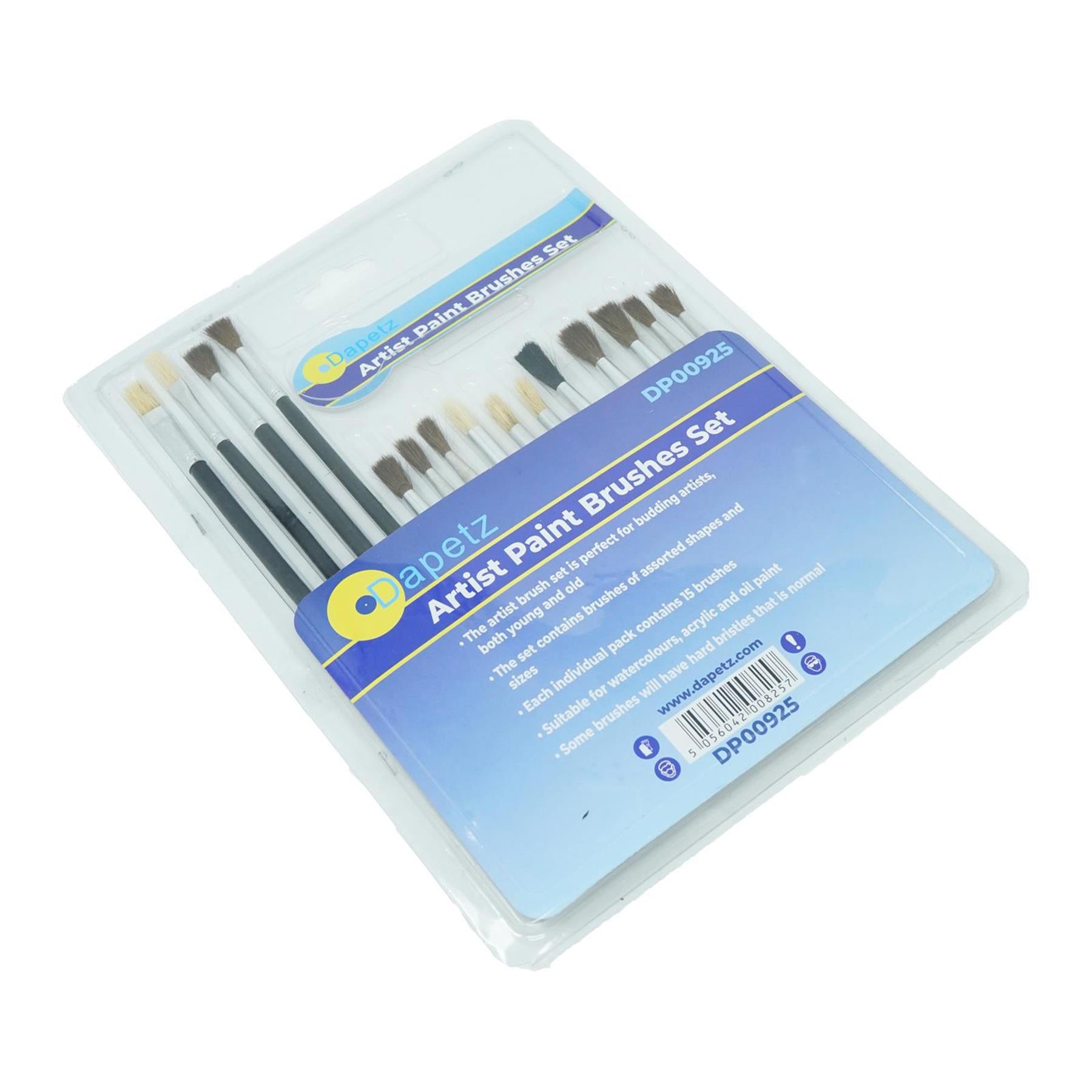 15 PCS ASSORTED ARTIST PAINT BRUSH SETS Acrylic/Oil/Watercolour Thin Thick round By Dapetz