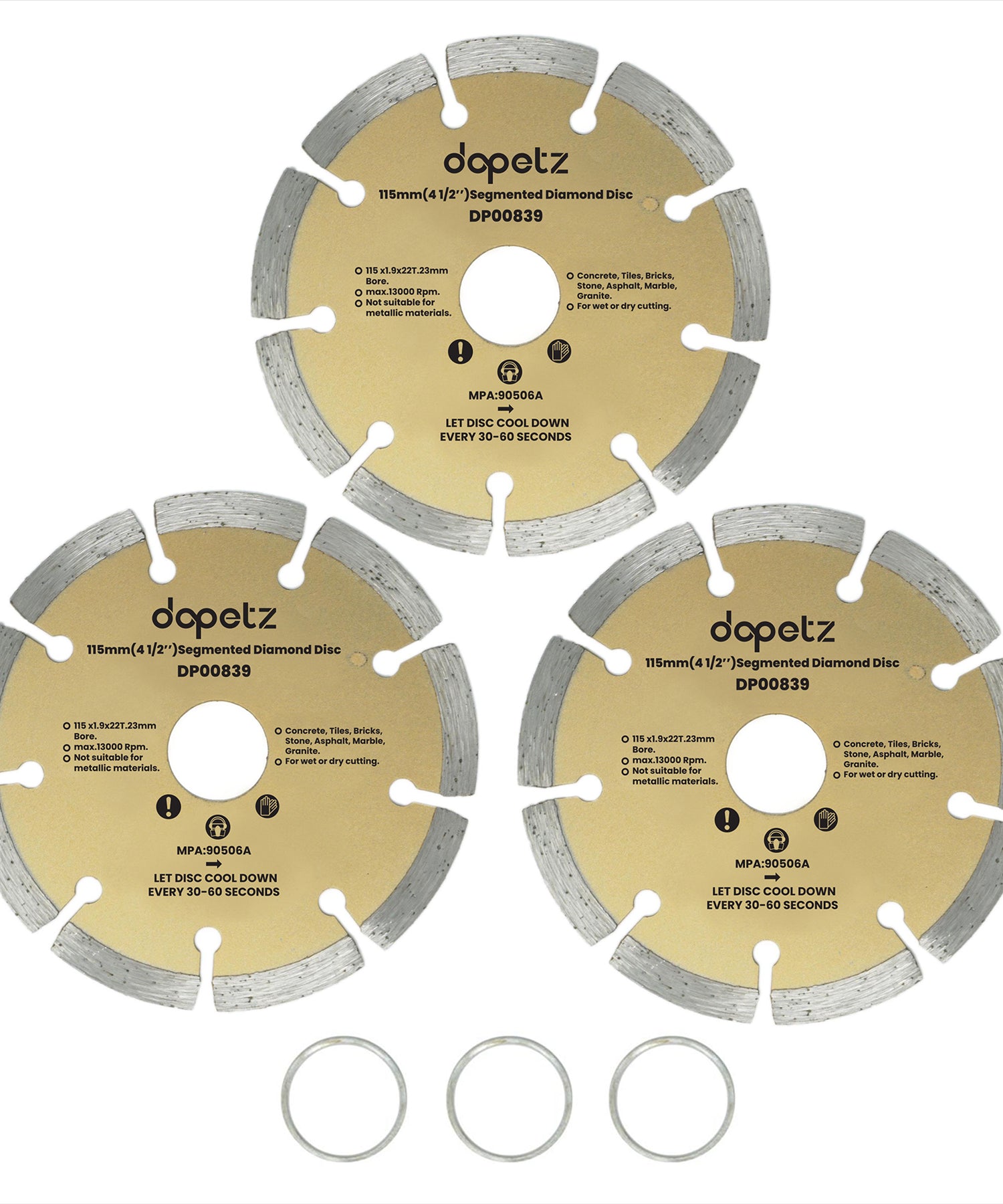 3x 115mm 4.5" Diamond Angle Grinder Grinding Stone Brick Concrete Cutting Disc 3