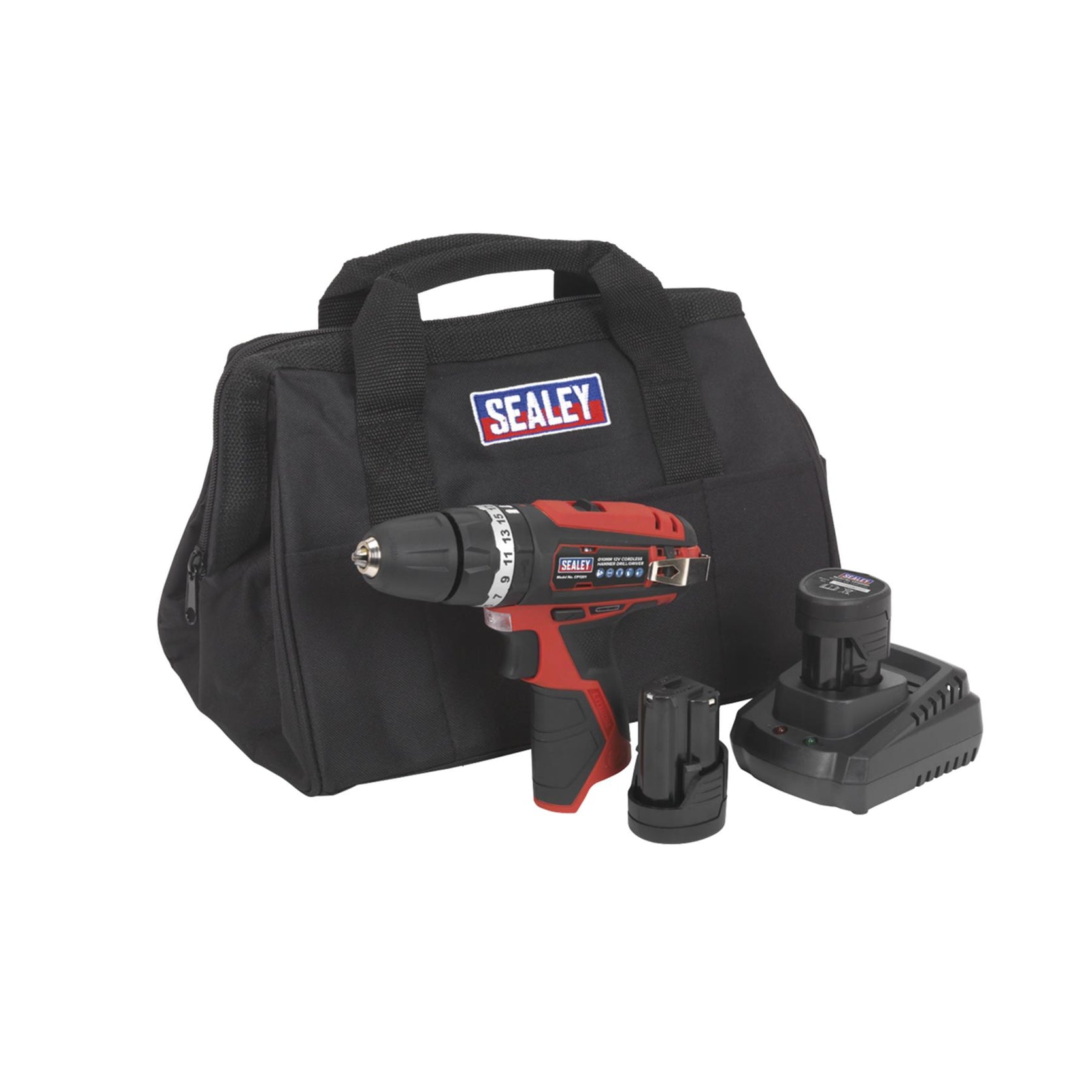 Sealey Hammer Drill/Driver Kit 10mm 12V Lithium-ion - 2 Batteries