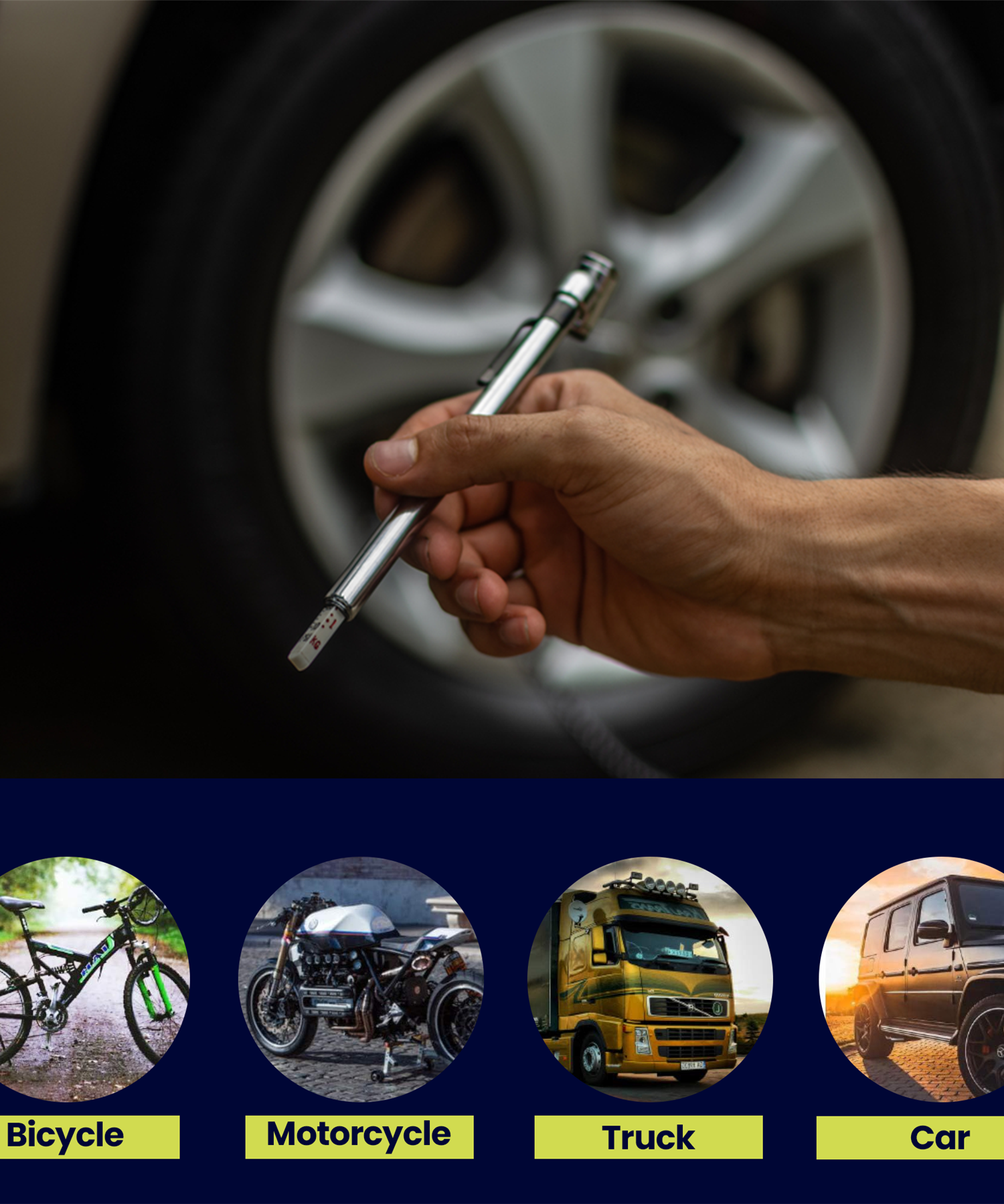 Tire pressure gauge for accurate tire inflation Car Bike Cyle Caravan Pocket Sized Gauge  10-100 Psi by Dapetz