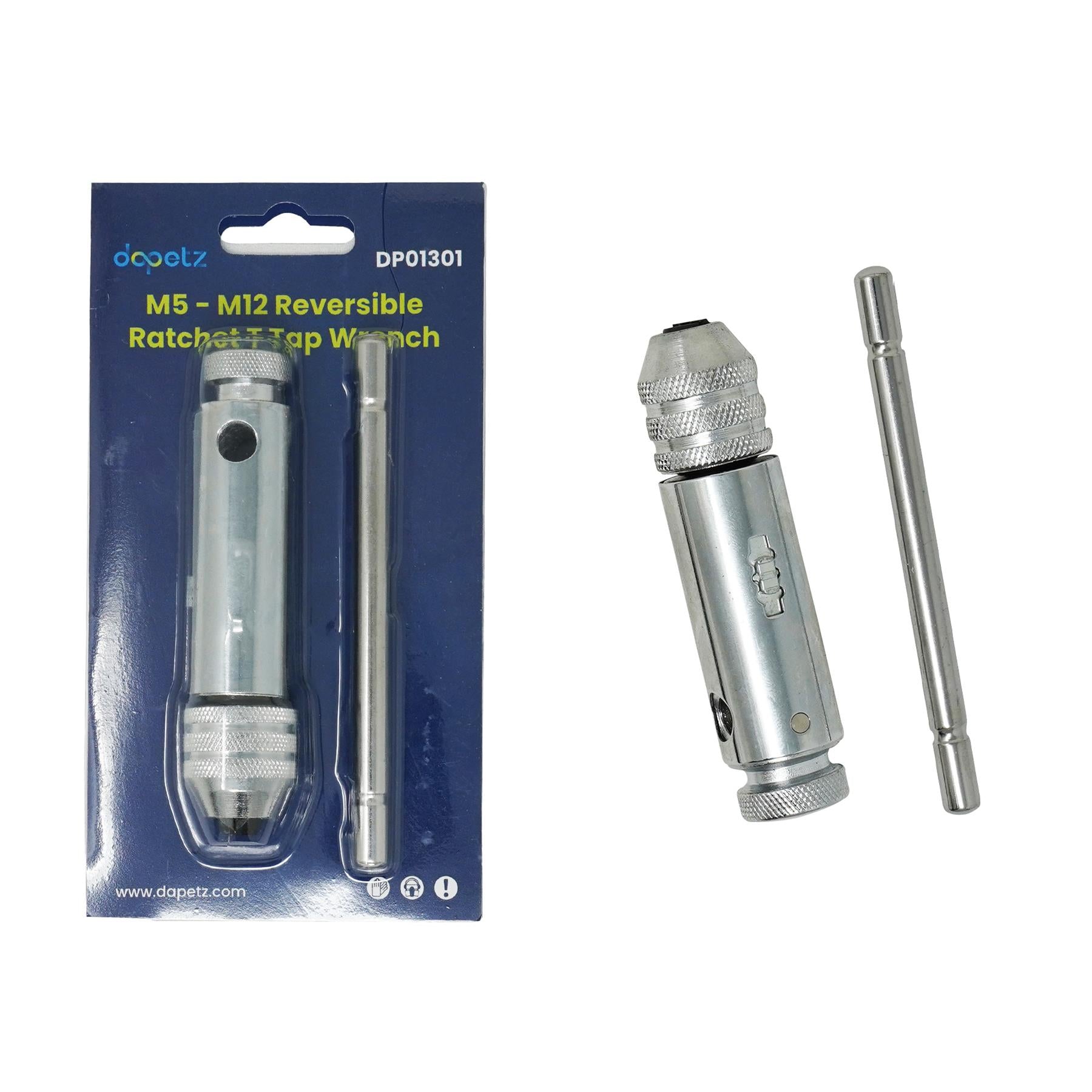 2PCS Ratchet Tap Wrench M3-m8/M5-m12 Reversible Holder T Bar Handle Tap Die Set By Dapetz