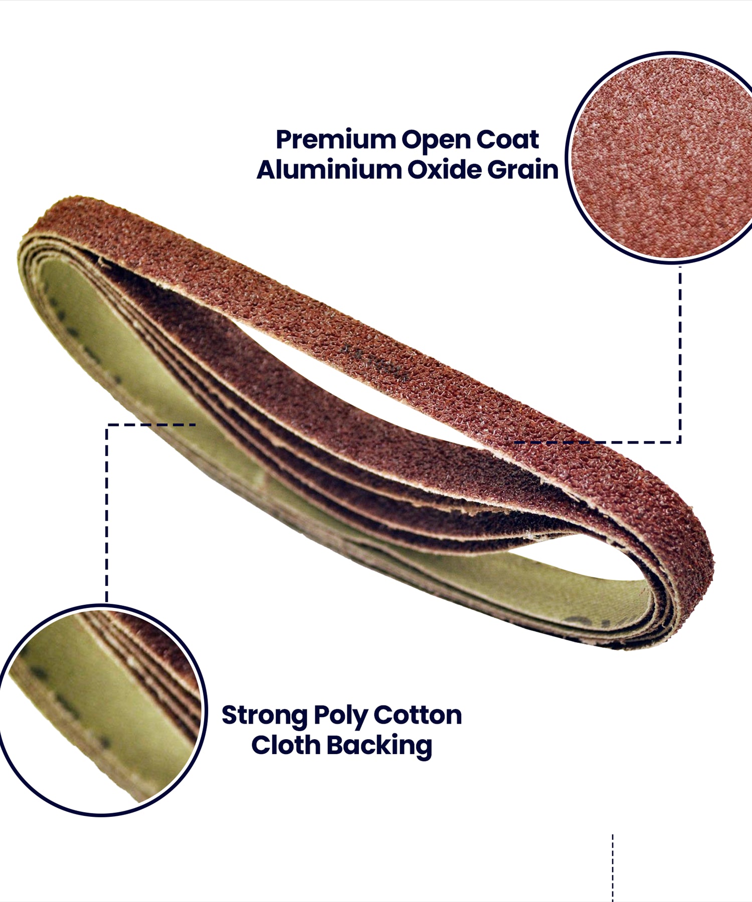 Sanding Belts 330mm x 10mm 80 Grit 50Pcs Coarse Sander Sheets Aluminum Oxide By Dapetz