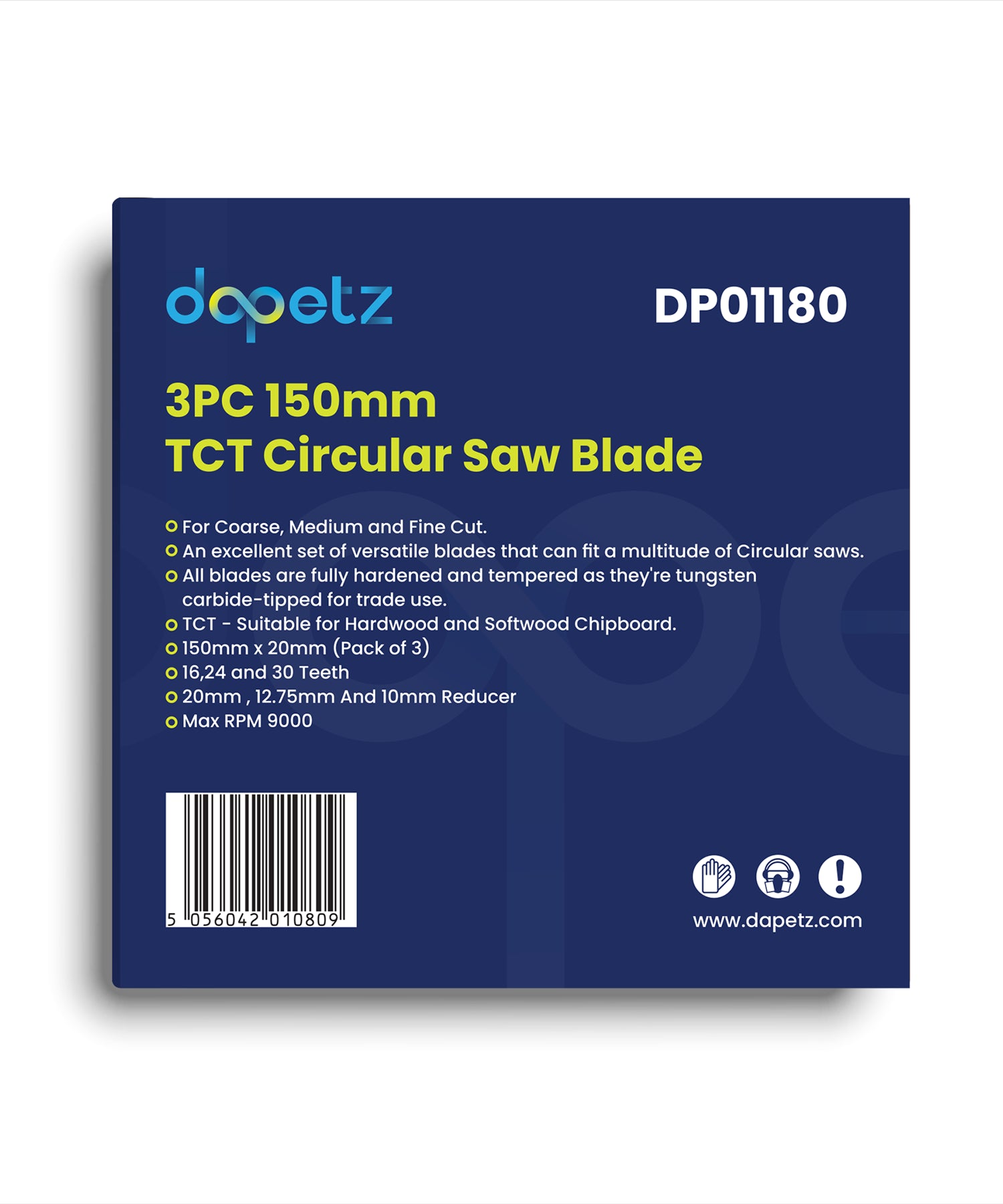 3 TCT Circular Saw Blade 150mm Diameter 30mm Bore | Mitre & Chop Saw by Dapetz
