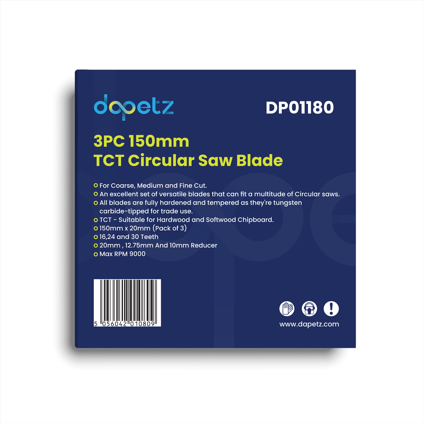 3 TCT Circular Saw Blade 150mm Diameter 30mm Bore | Mitre & Chop Saw by Dapetz