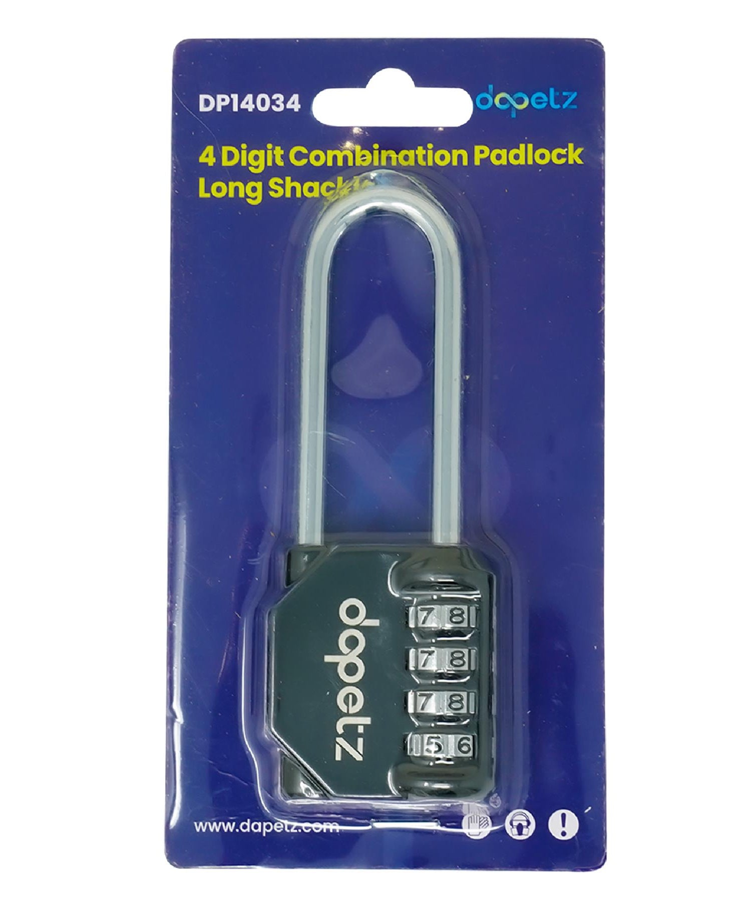 (Pack of 2) Combination Padlock Long Shackle 4 Digit Lock | Locker, Gym, Bag, Travel, Suitcase by Dapetz