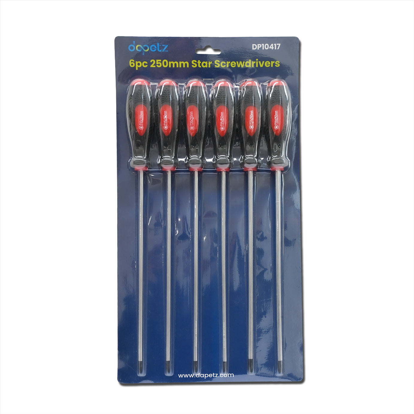 Extra Long Torx Star Screwdriver Set 6Pc 250mm T10 T15 T20 T25 T27 T30 by Dapetz