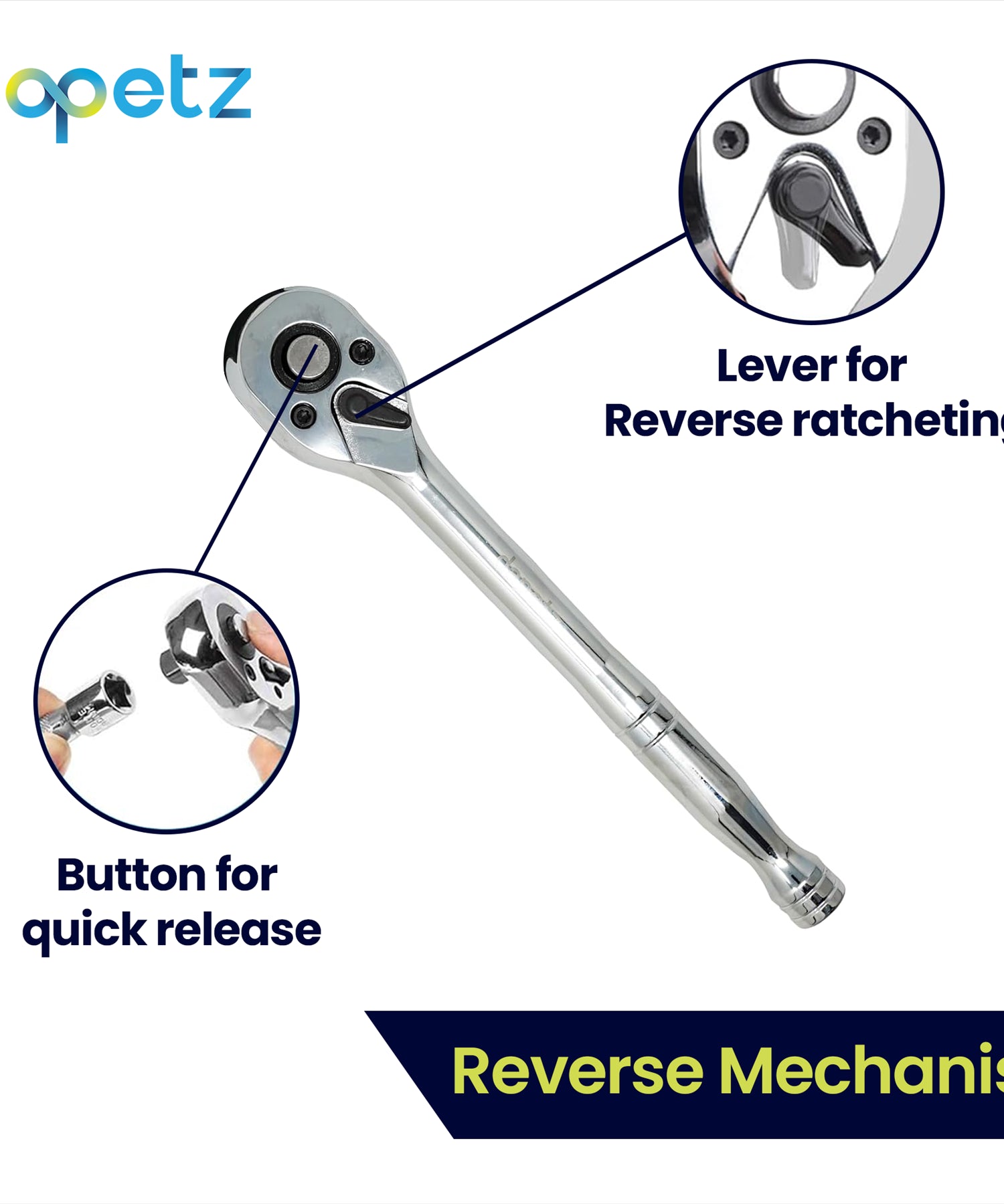 Quick Release Ratchet Wrench 200mm 3/8" Inch Drive With Warranty Crv By Dapetz