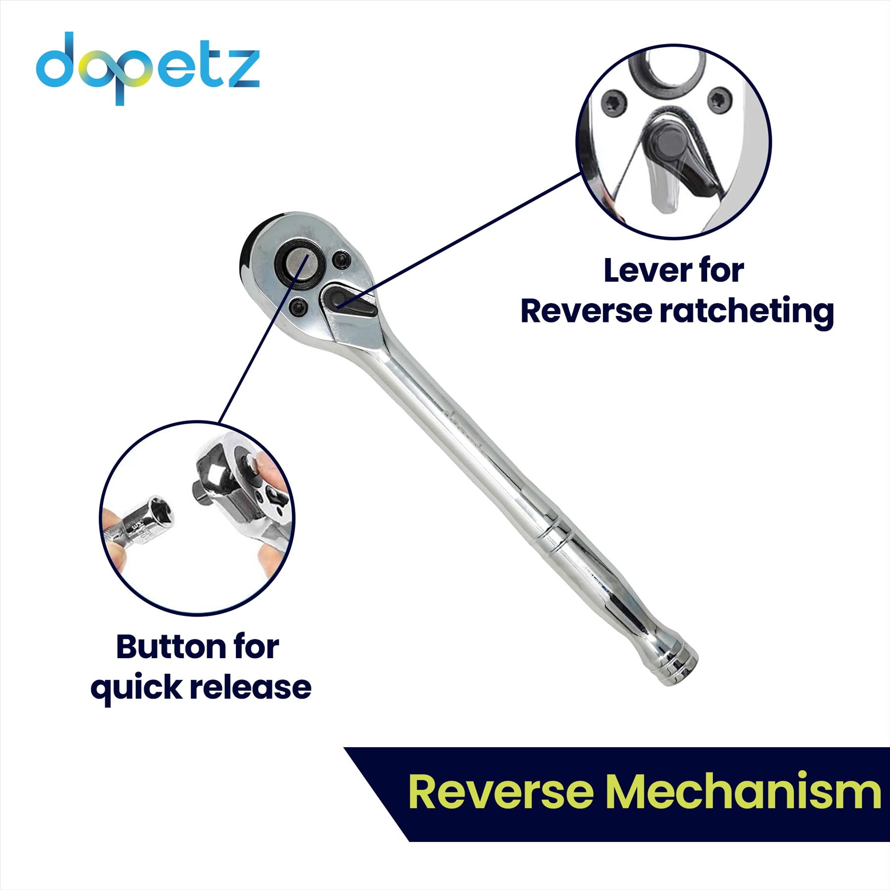 Quick Release Ratchet Wrench 200mm 3/8" Inch Drive With Warranty Crv By Dapetz