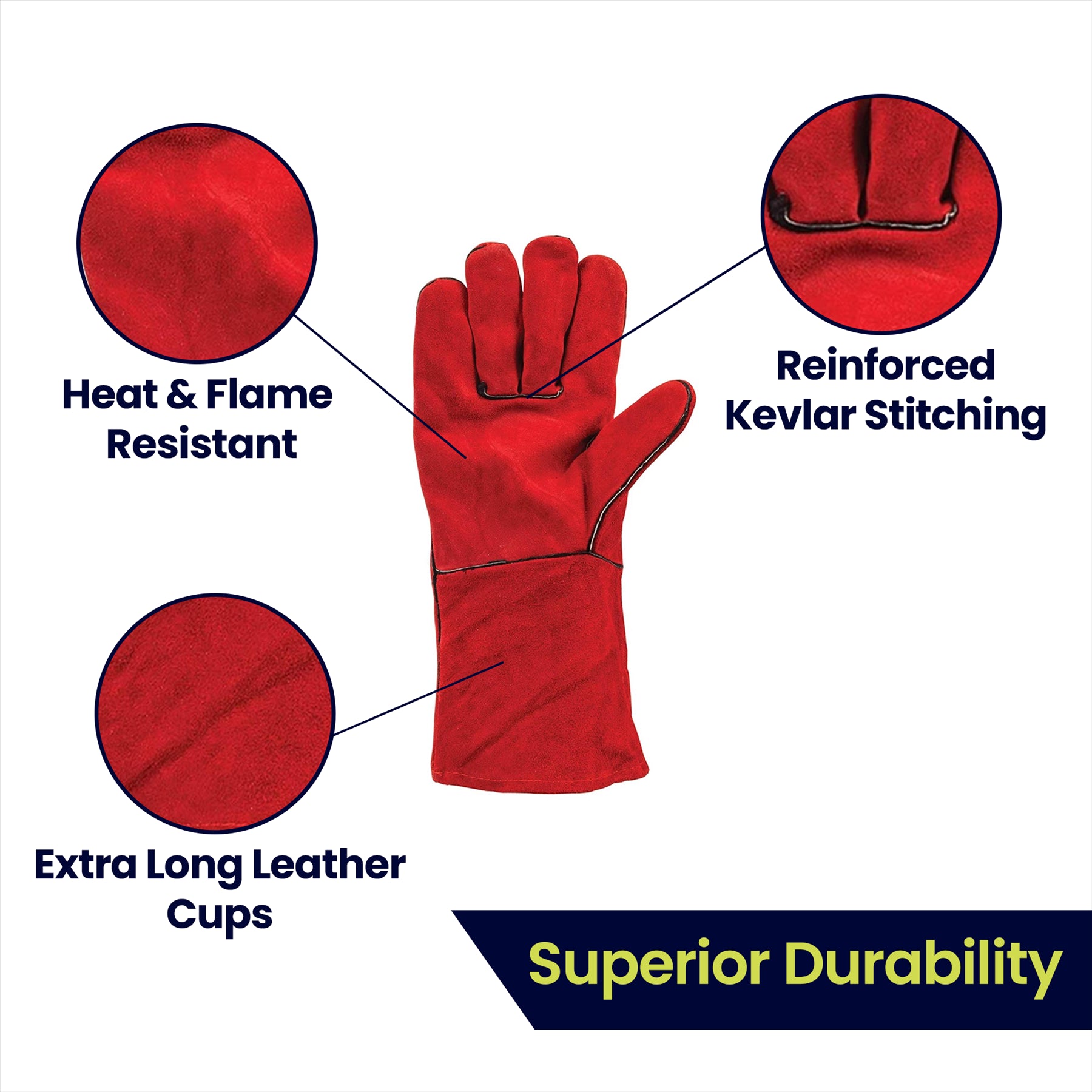 Gauntlet Gloves 14" (350mm) Stove, BBQ, Wood Burning, Logs, Heat Resistant. Welding By Dapetz