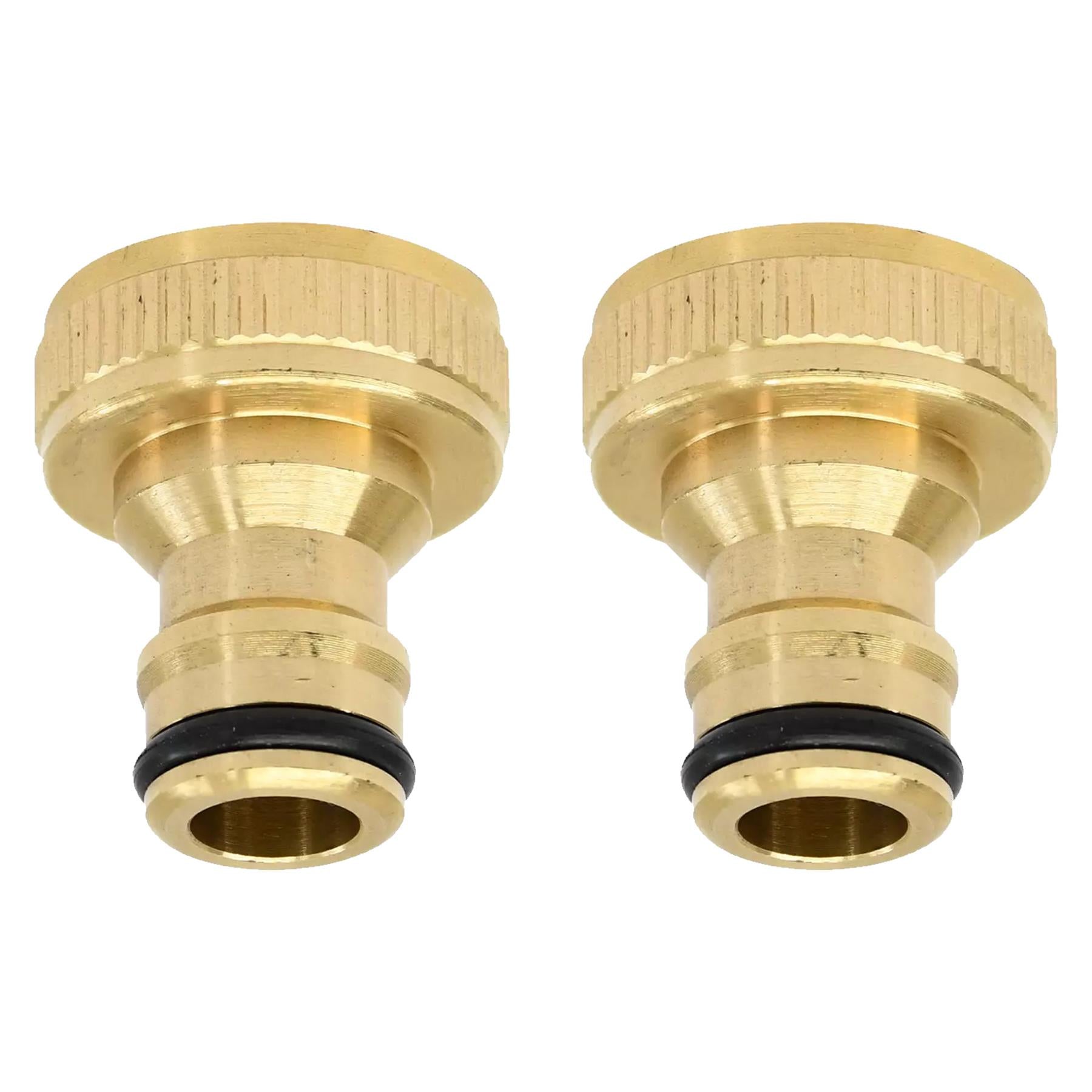 2x Brass Hose Tap Connector 3/4" Threaded Garden Water Pipe Adaptor Fitting By Dapetz