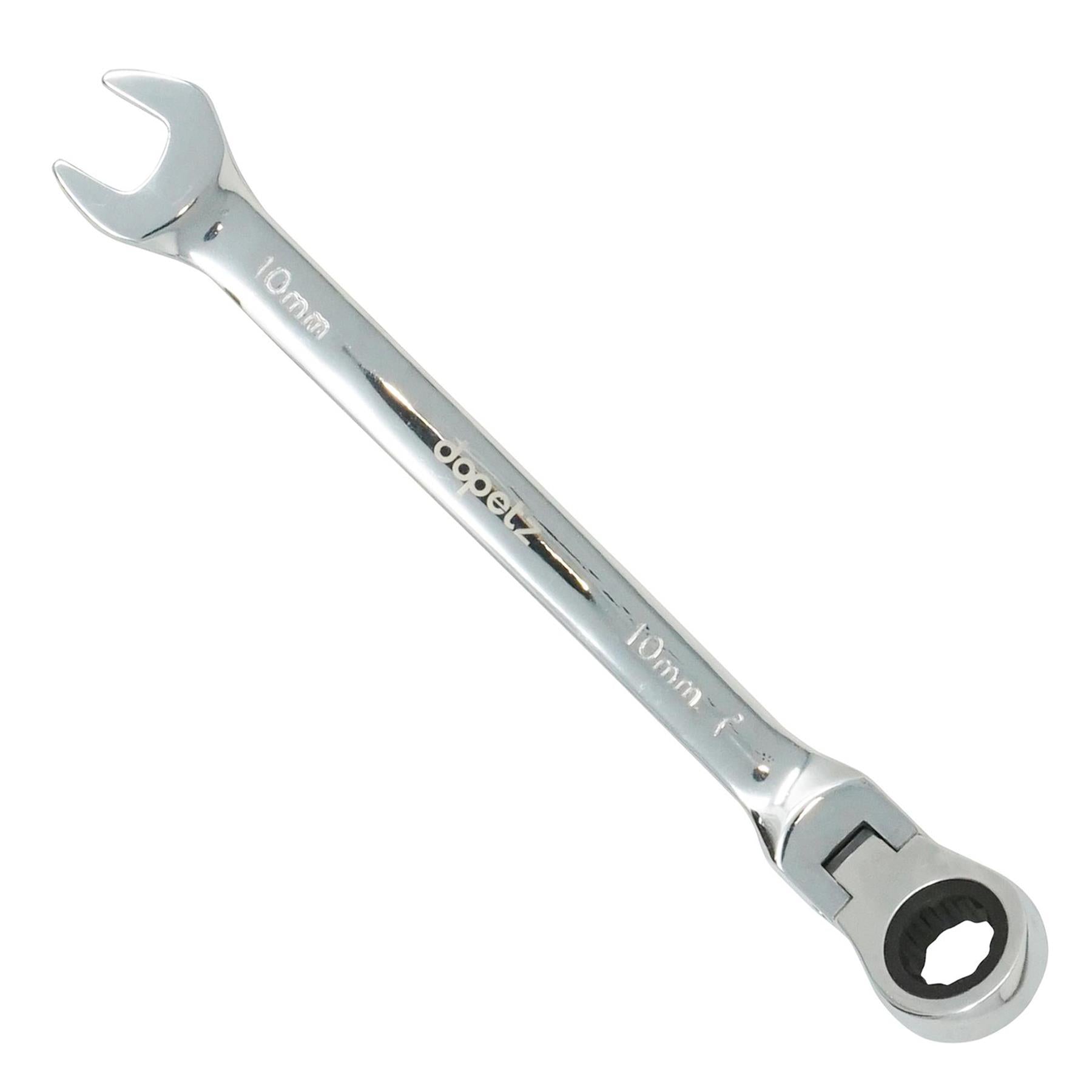 10mm Flexible Head Ratchet Metric Spanner Open End & Ring Chrome Plated for Corrosion Resistance By Dapetz